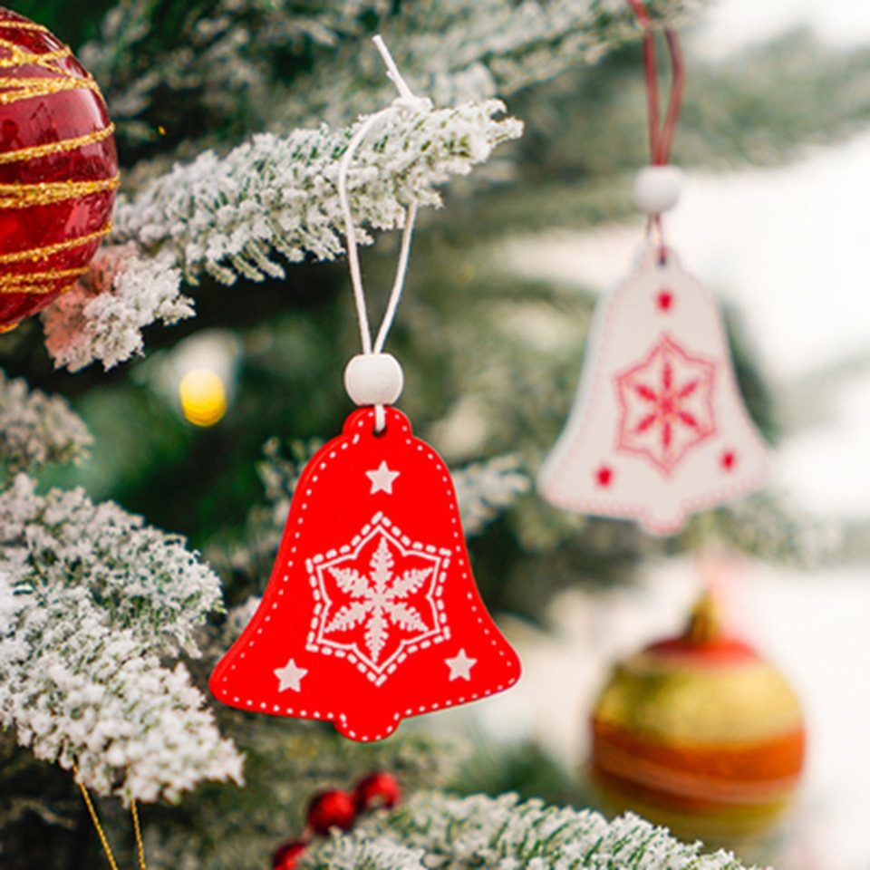 101DIYStudio Hängedekoration Weihnachtsbaumschmuck Holz 12 St in süßen Formen, Stilvoll und Festlich