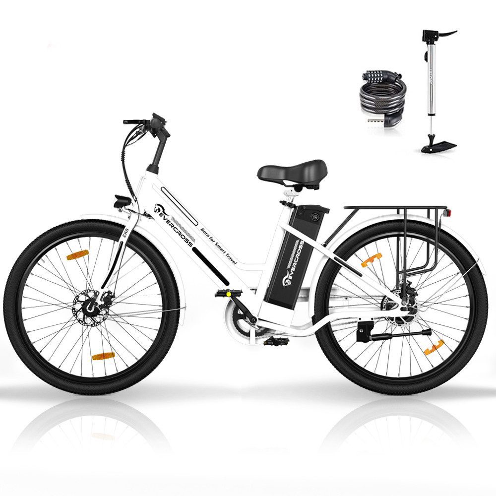 EVERCROSS TECH E-Bike EK8S 26 ZOLL elektro-citybike, 250W Heckmotor, Elektrofahrrad Elektro Trekkingrad 26" cityrad 35-90km range