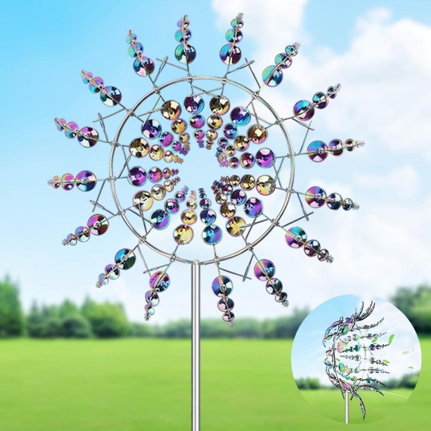 LuxusKollektion Windspiel Windspiel Garten 3D Edelstahl Bunt 65cm (1 St)