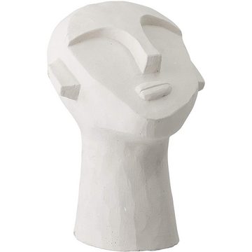 Bloomingville Skulptur Indo Deko, aus Zement, Weiß, 22 cm, Gesicht, Dekofigur, Kopfform