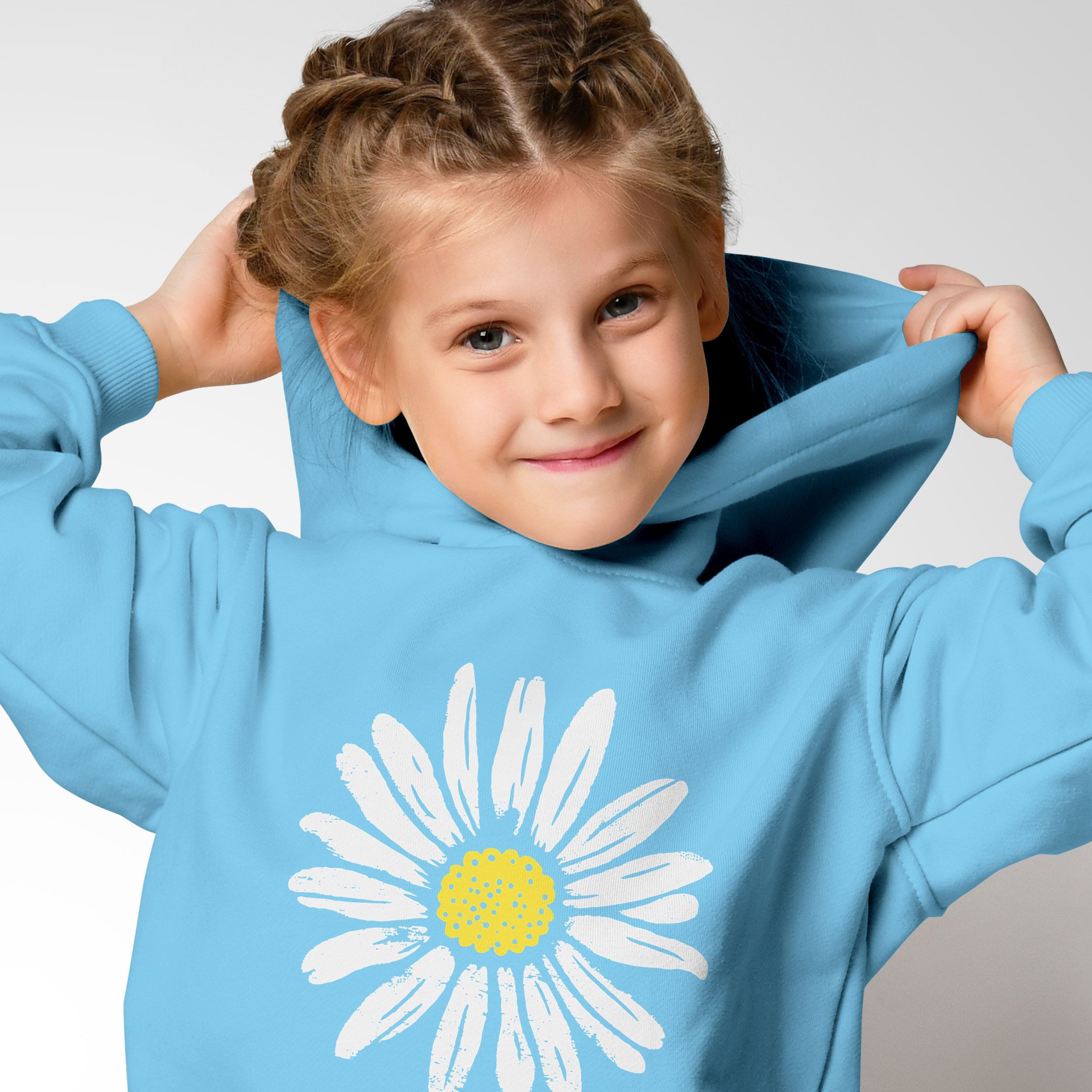 Neverless Hoodie Kinder Hoodie Mädchen Blumen Aufdruck Kapuzenpullover Sweatshirt – Bild 3 von 5