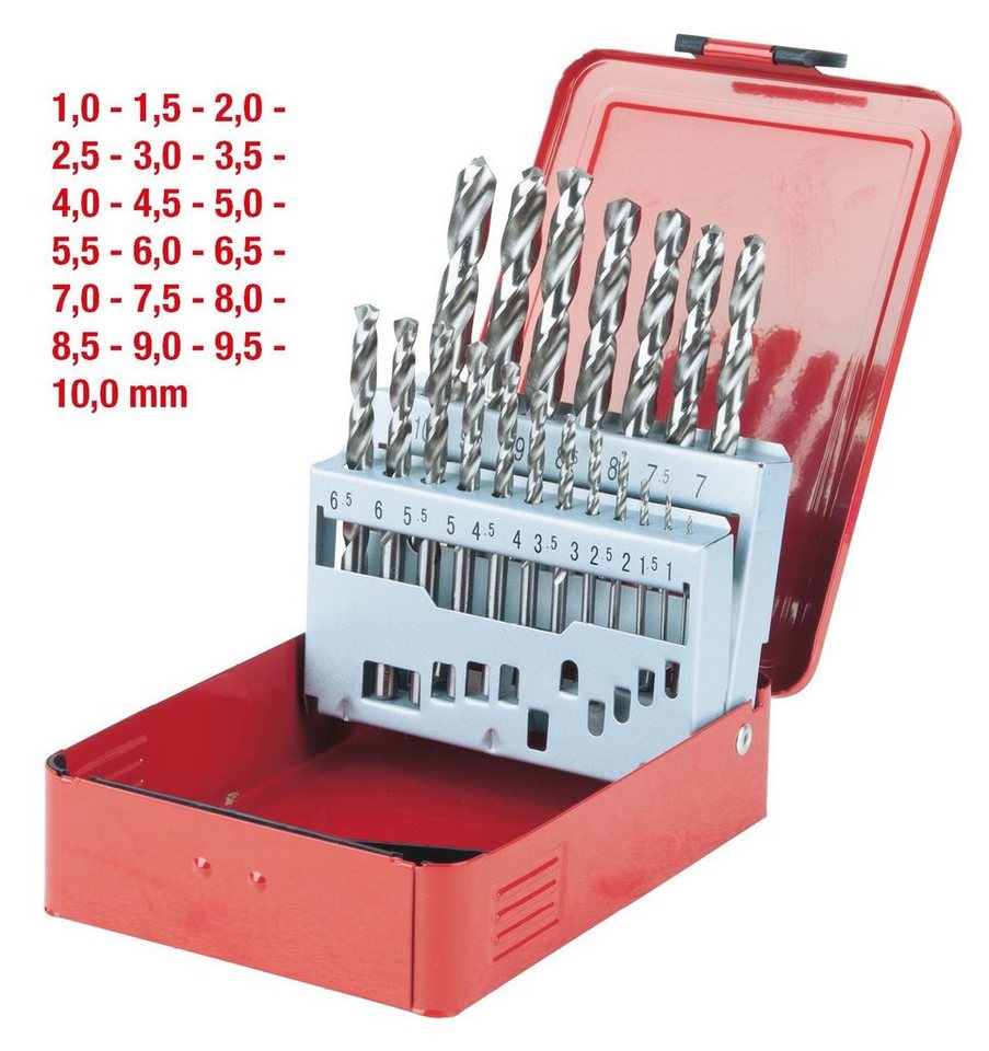 Thumbnail - KS Tools Spiralbohrer HSS-G Spiralbohrer-Satz, Stahlblechkassette, 19-tlg 1-10mm