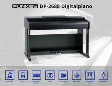 FunKey Digitalpiano DP-2688A E-Piano Set - 88 anschlagsdynamische Tasten - Hammermechanik (Spar-Set, inkl. Klavierbank, Kopfhörer & Schule), Lernfunktion, Record- & Playback-Funktion