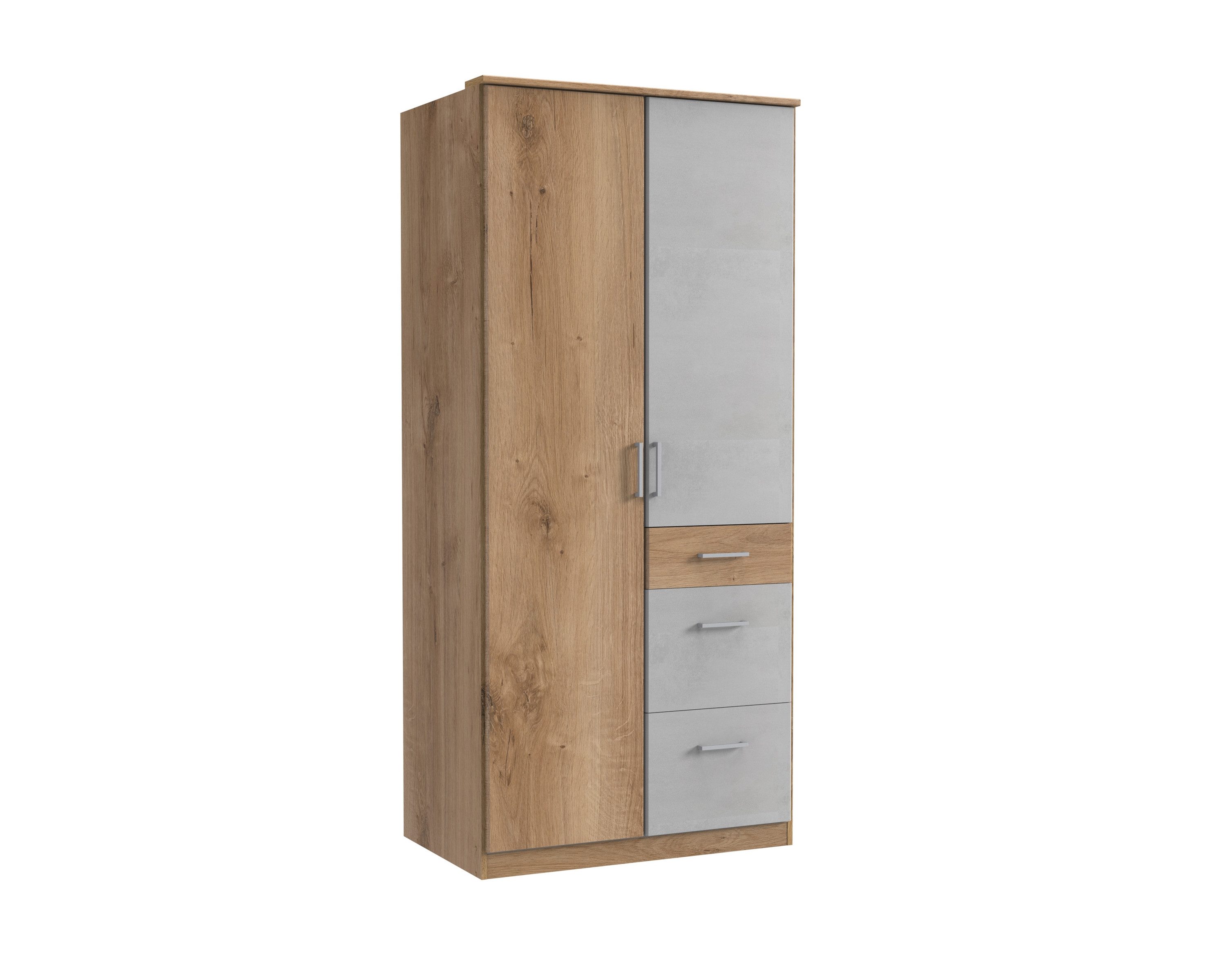 Wimex Kleiderschrank in Plankeneiche-Nachbildung mit 3 Schubladen und 2 Türen (B/H/T: 90x198x58 cm)