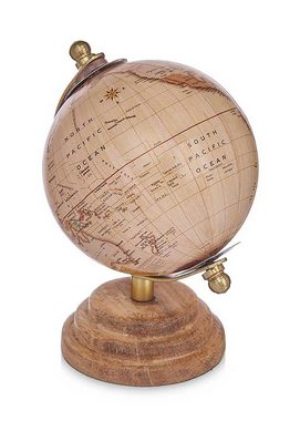 Globus GLOBUS Ø8cm Antik Dekoration mit Holzsockel Erdglobus 76 (Gelb), Earthglobe Weltkugel Globe Kinderglobus Deko