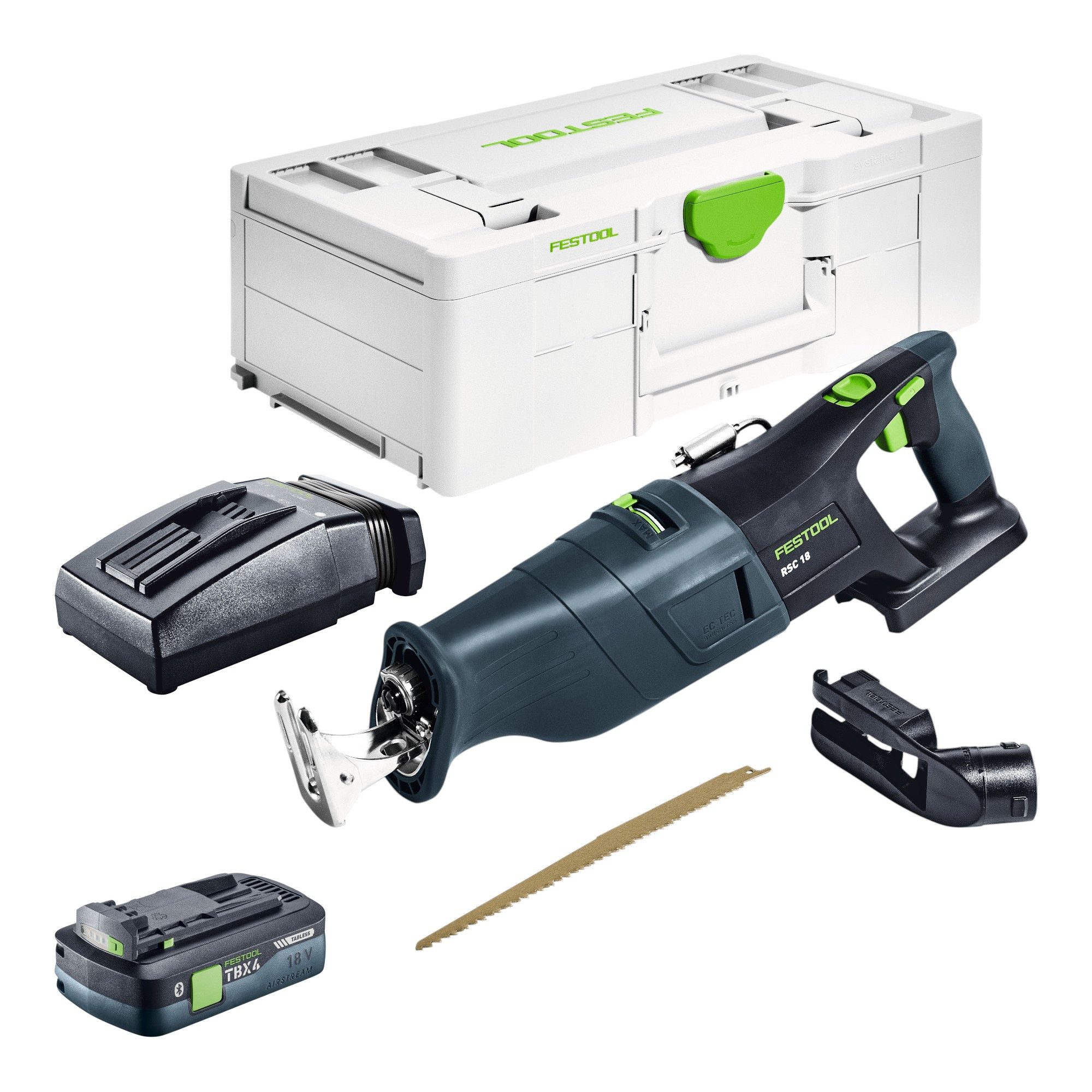 FESTOOL Akku-Reciprosäge RSC 18 EB-Basic Akku Säbelsäge 18 V Brushless + 1x Akku 4,0 Ah