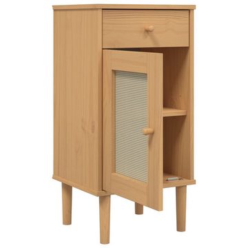 vidaXL Nachttisch Nachttisch SENJA Rattan-Look Braun 40x35x80cm Massivholz Kiefer (1-St)