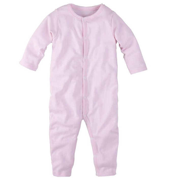 wellyou Schlafanzug Pyjama Einteiler langarm rosa weiß gestreift made in Europe (1 tlg) ACHTUNG ! Ab Größe 92/98 gehen die Druckknöpfe nur bis zum Schritt