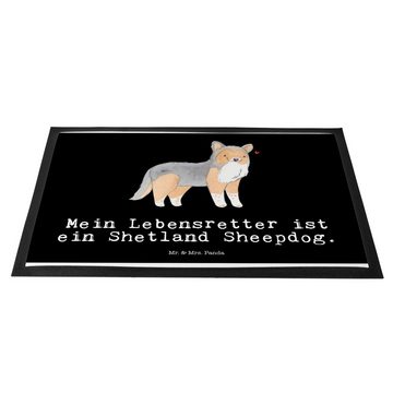 Fußmatte Shetland Sheepdog Lebensretter - Schwarz - Geschenk, Türvorleger, Mat, Mr. & Mrs. Panda, Höhe: 0.6 mm