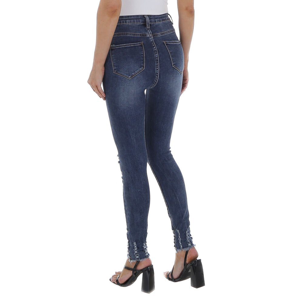 Ital-Design Skinny-fit-Jeans Damen Freizeit (80943923) Destroyed-Look Stretch High Waist Jeans in Blau