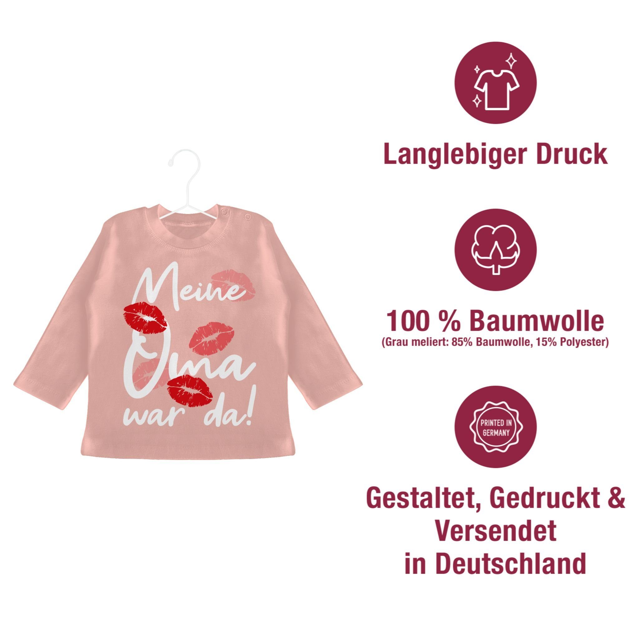 Junge 2 Strampler & Mädchen war weiß - Babyrosa Shirtracer T-Shirt Oma da Baby Meine