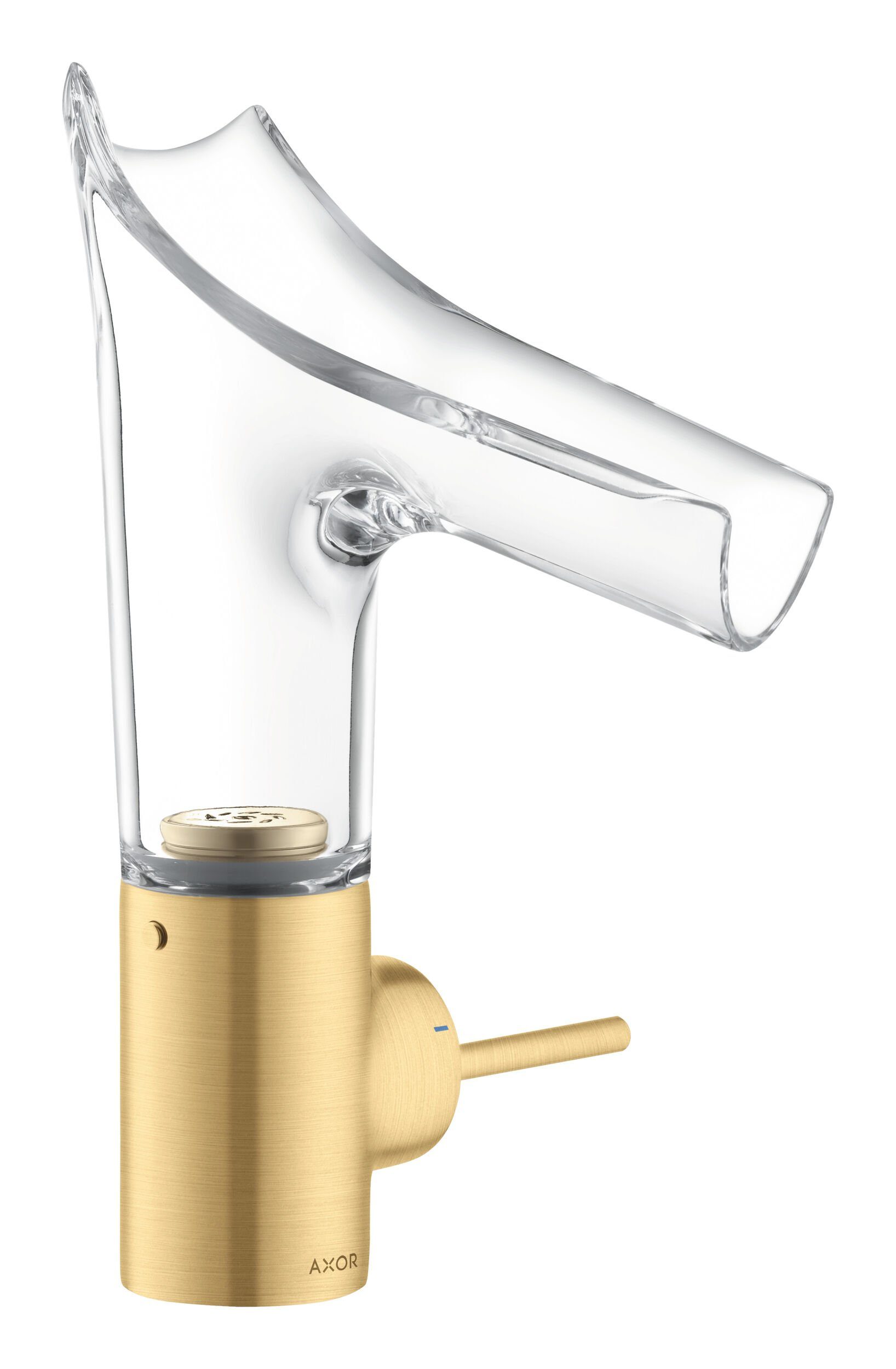 hansgrohe Waschtischarmatur Axor Starck V 140 Einhebel-Waschtischmischer mit Glasauslauf - Brushed Gold Optic