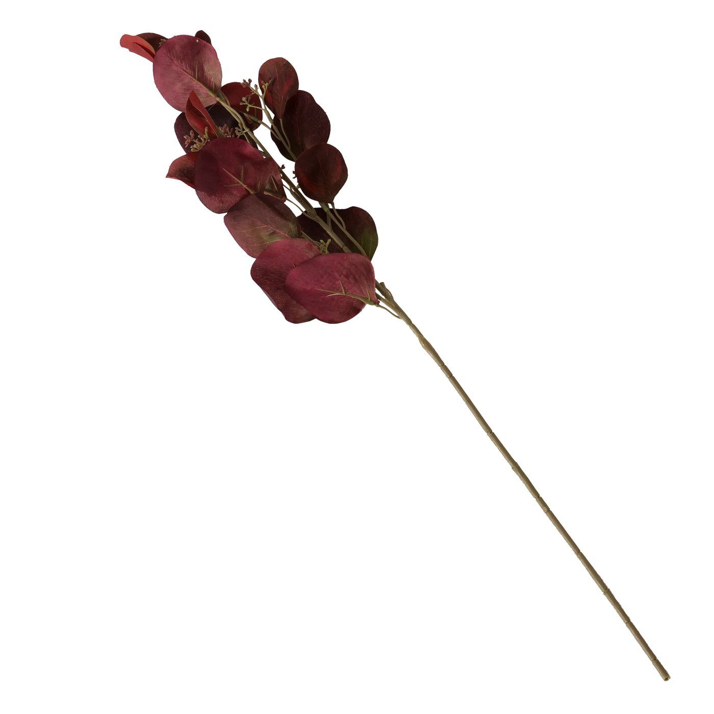 Kunstzweig Dekozweig, Eukalyptus, Dunkelorange oder Dunkelrot, 60 cm lang, BOLTZE