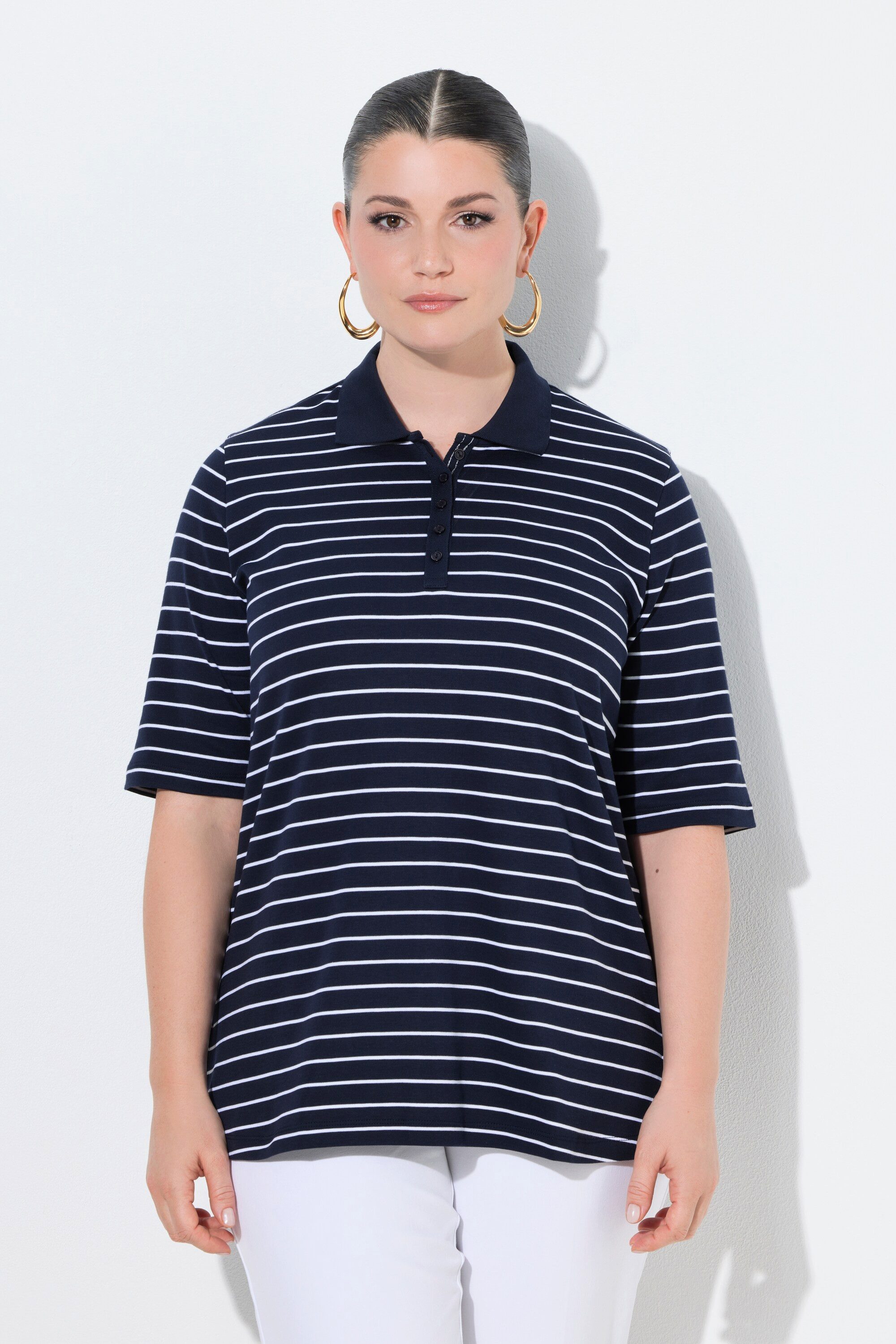 Poloshirt Poloshirt Ringel Polokragen Halbarm Pima Cotton