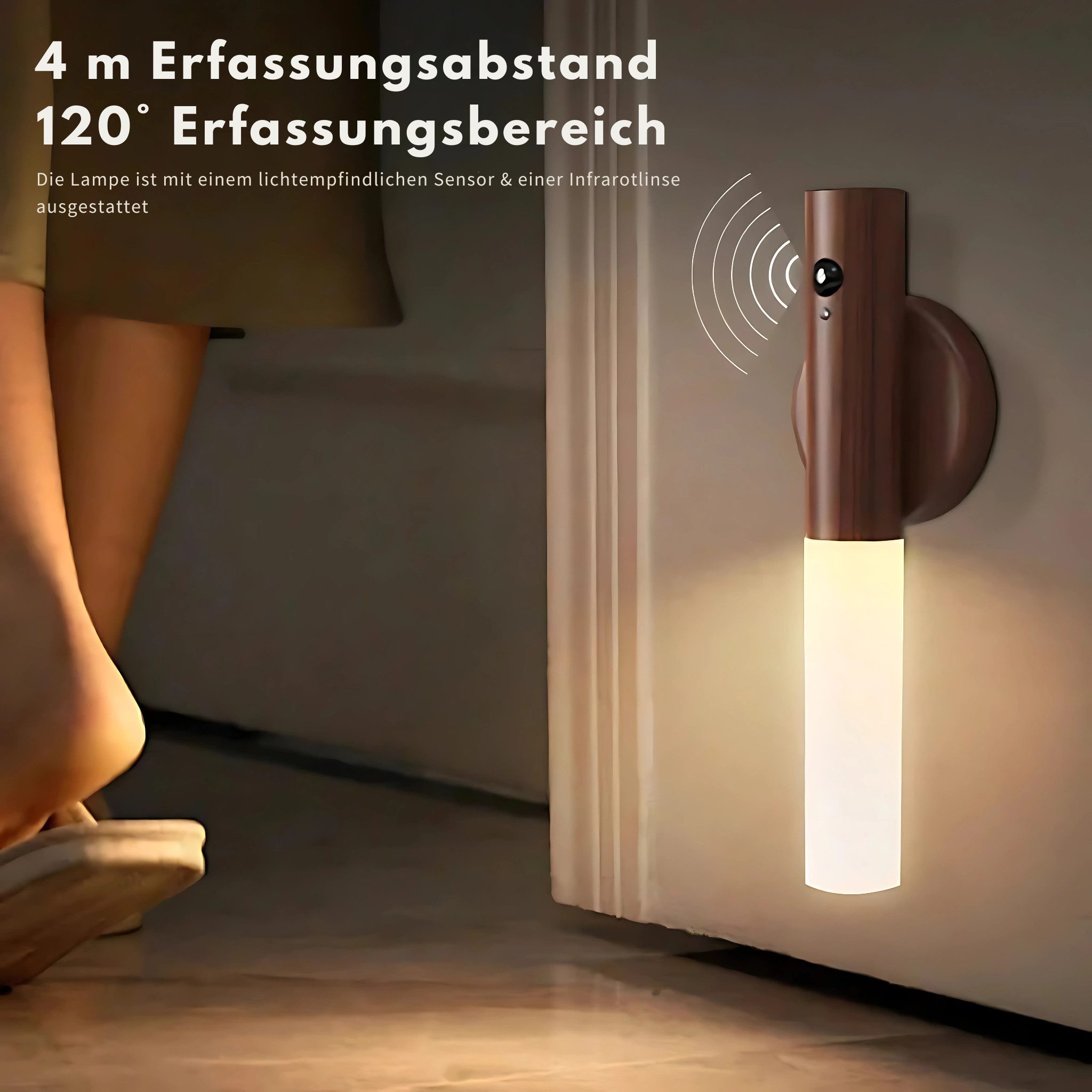 HS.SUPPLY LED Lichtleiste mit Bewegungssensor, Lichtstab, magentisches Nachtlicht Treppe, LED fest integriert, Tageslichtweiß, Warmweiß, Kaltweiß, Universell einsetzbar, mit magentischer Halterung & Bewegungssensor