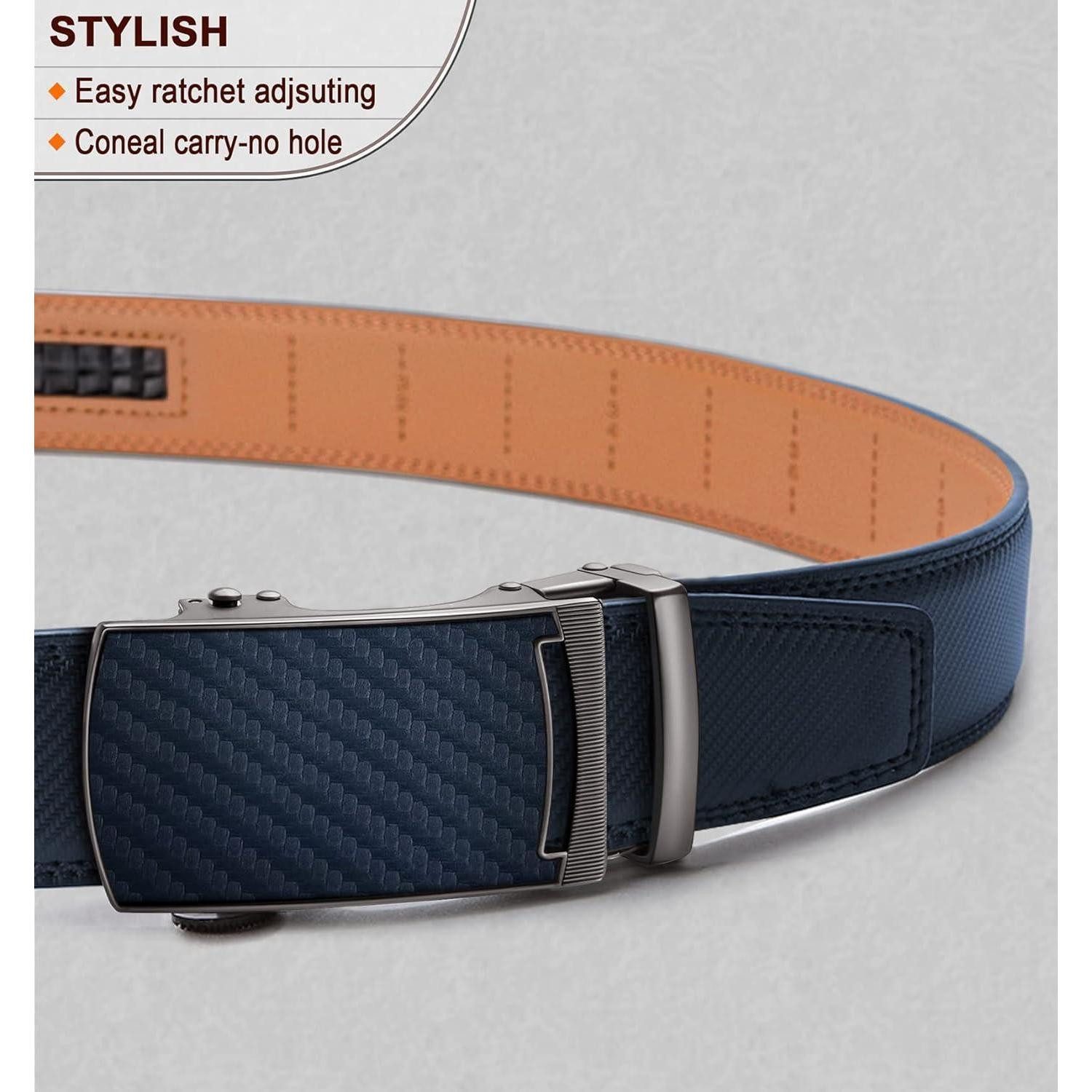 LuxusKollektion Ledergürtel Herren Ledergürtel Ratsche Automatik 35mm Navyblau