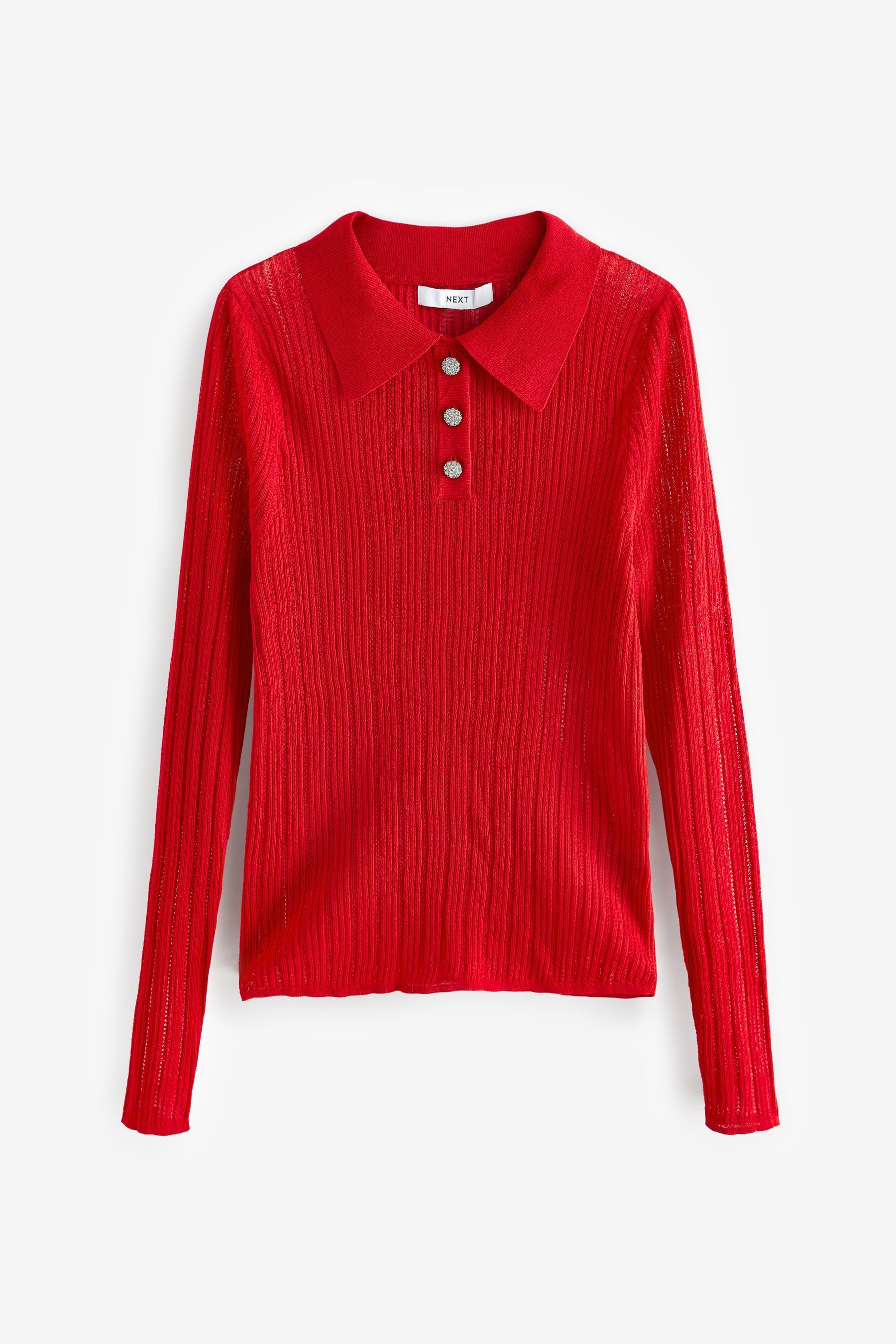 Polokragenpullover Pullover mit Polokragen und Schmucksteinknöpfen
