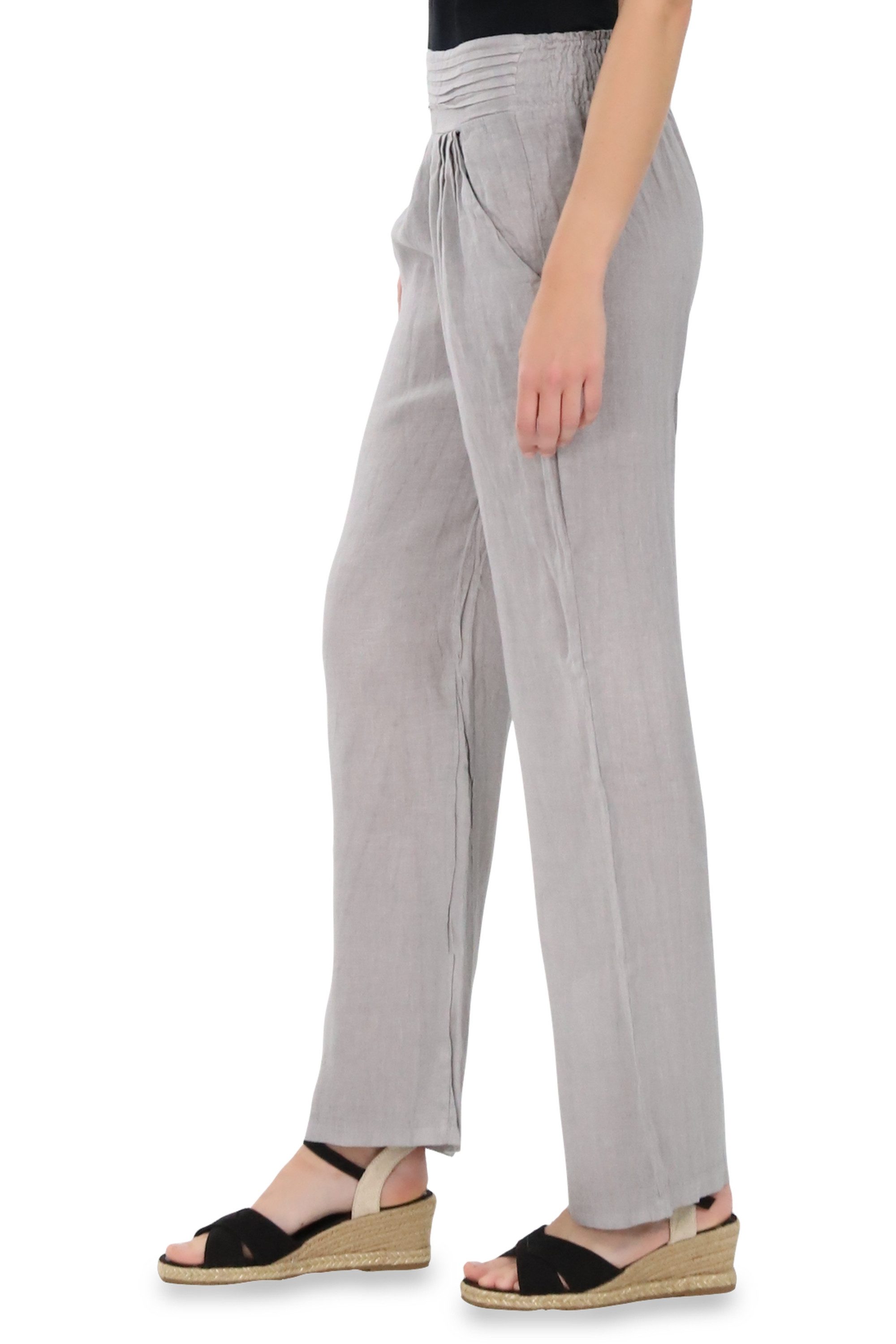 malito more than fashion Leinenhose malito Damen Hose aus Leinen 2727 bequemer und breiter Gummizug