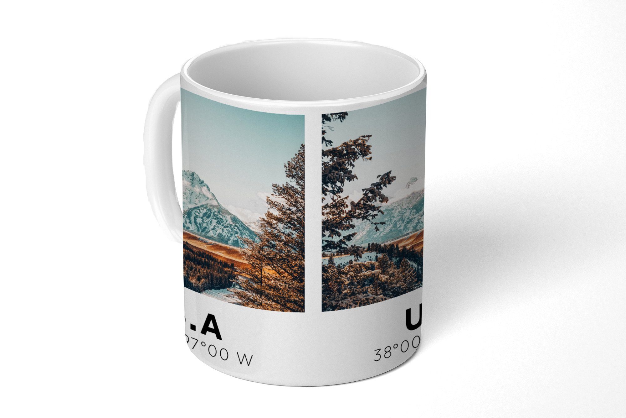 MuchoWow Tasse Amerika - Rocky Mountains - Bäume, Keramik, Kaffeetassen, Teetasse, Becher, Teetasse, Geschenk