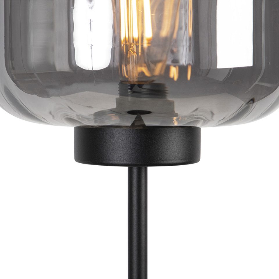 Qazqa Stehlampe Qara, ohne Leuchtmittel, E27, Schwarz, Design, Glas, 1-flam günstig online kaufen