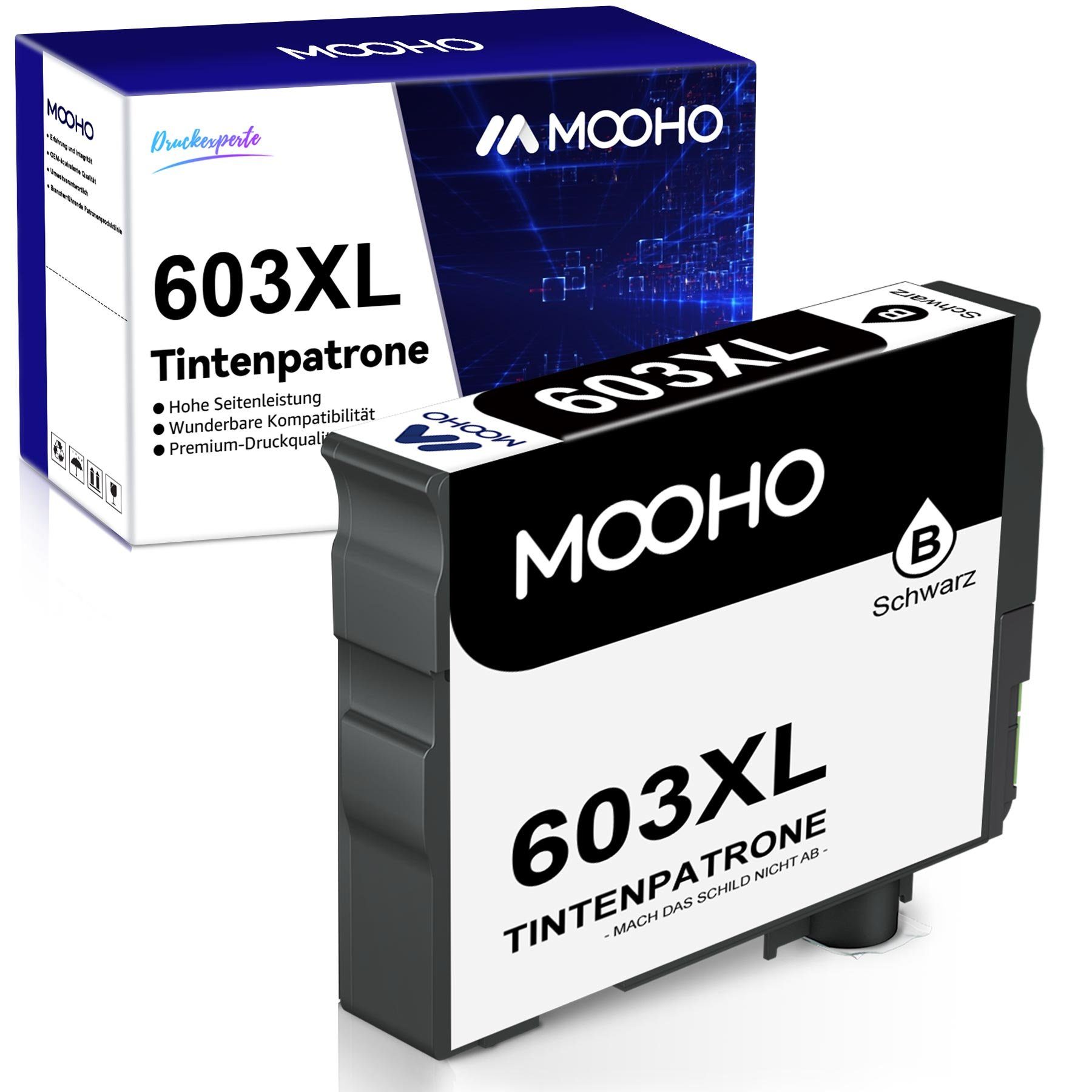 MOOHO ersetzt 603XL für EPSON XP 2100 2105 2150 WF 2810DWF Tintenpatrone Schwarz
