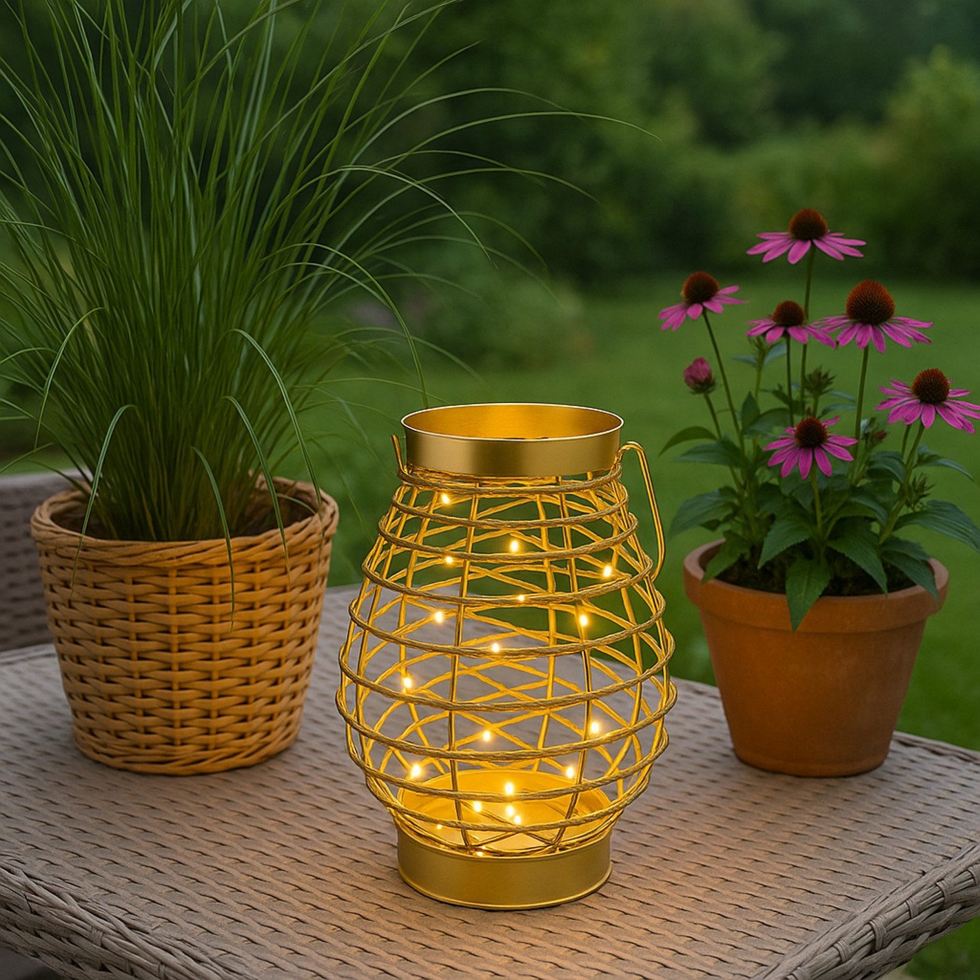 I.GE.A. Windlicht LED-Laterne aus Metall Kordel, Windlicht Kerzenlaterne Go günstig online kaufen