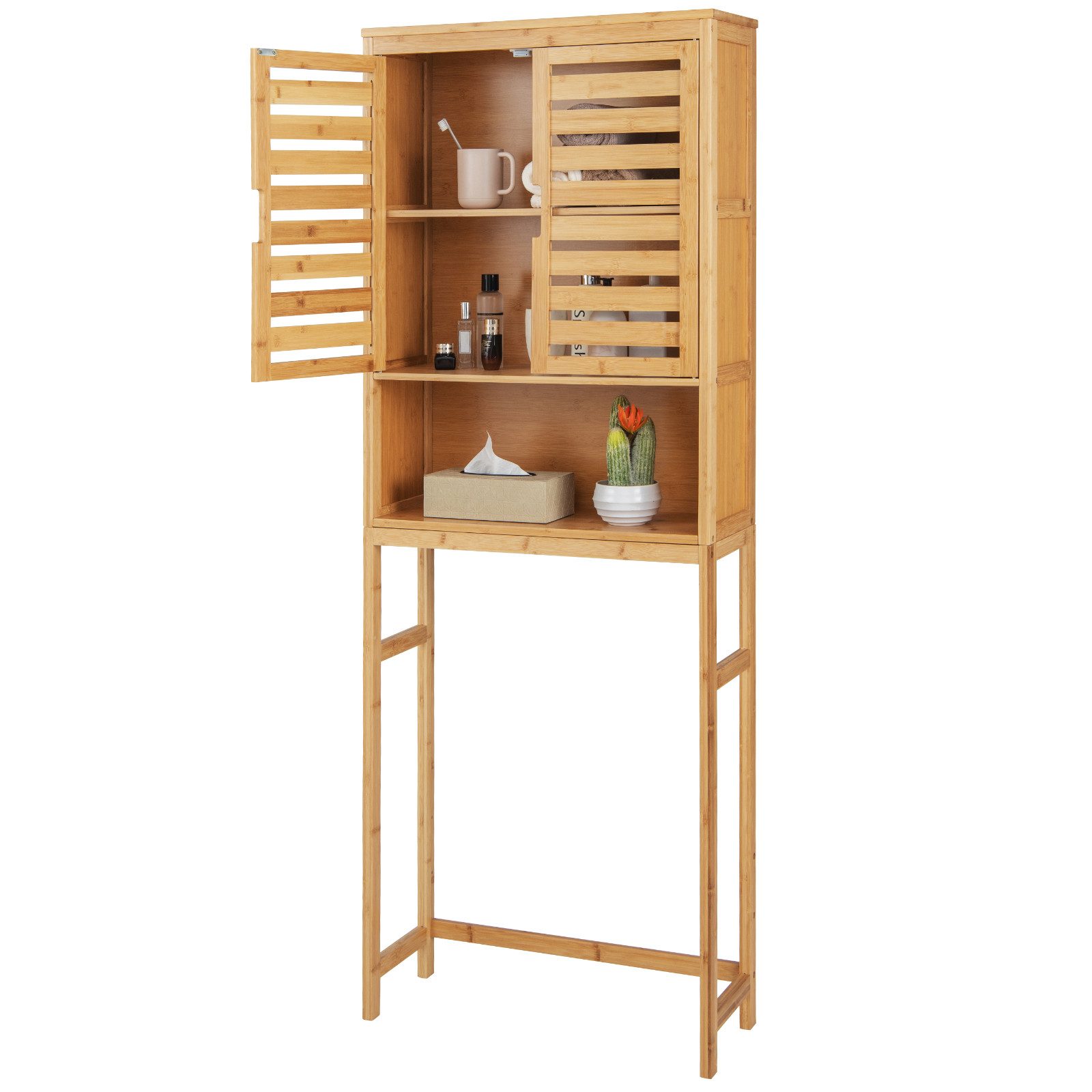 COSTWAY Badregal aus Bambus, mit Schrank günstig online kaufen