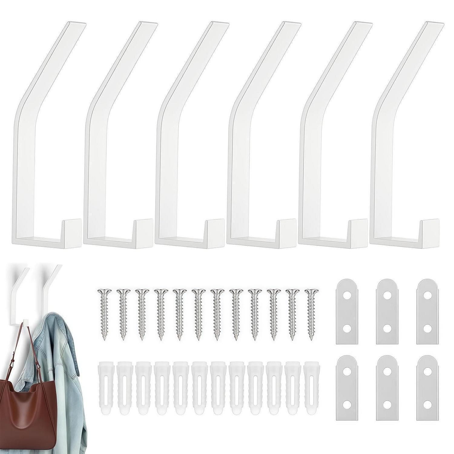 LuxusKollektion Wandhaken Garderobenhaken Weiß Doppel 6er Set