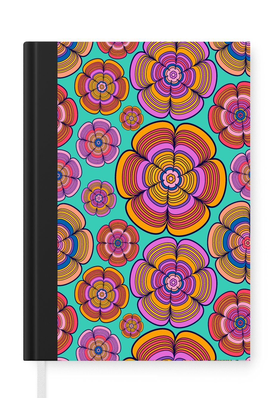 MuchoWow Notizbuch Design - Flower Power - Farben, Journal, Merkzettel, Tagebuch, Notizheft, A5, 98 Seiten, Haushaltsbuch | Notizbücher