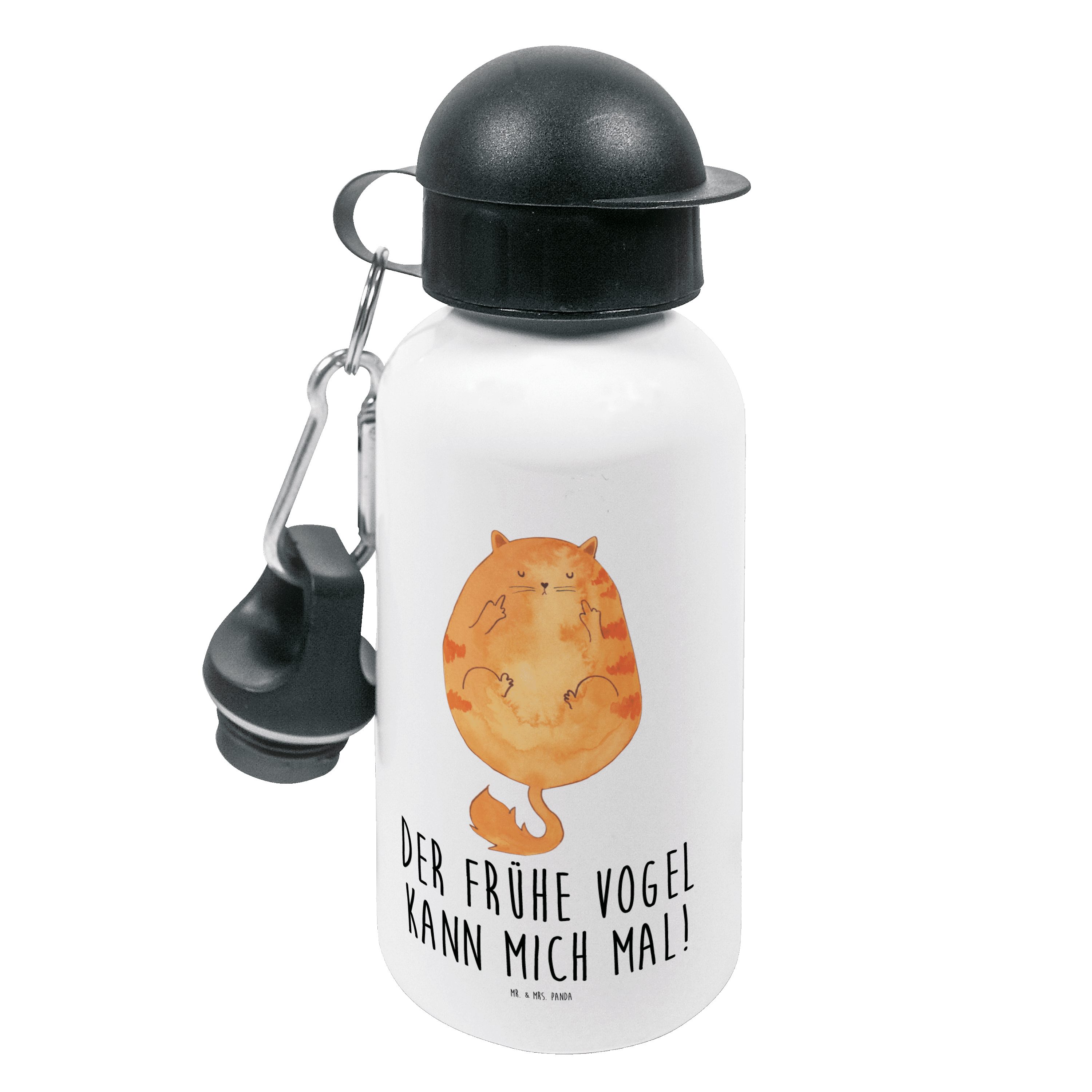 Mr. & Mrs. Panda Trinkflasche Katze Frühaufsteher - Weiß - Geschenk, witzig, Katzen, Kinder Trinkfl