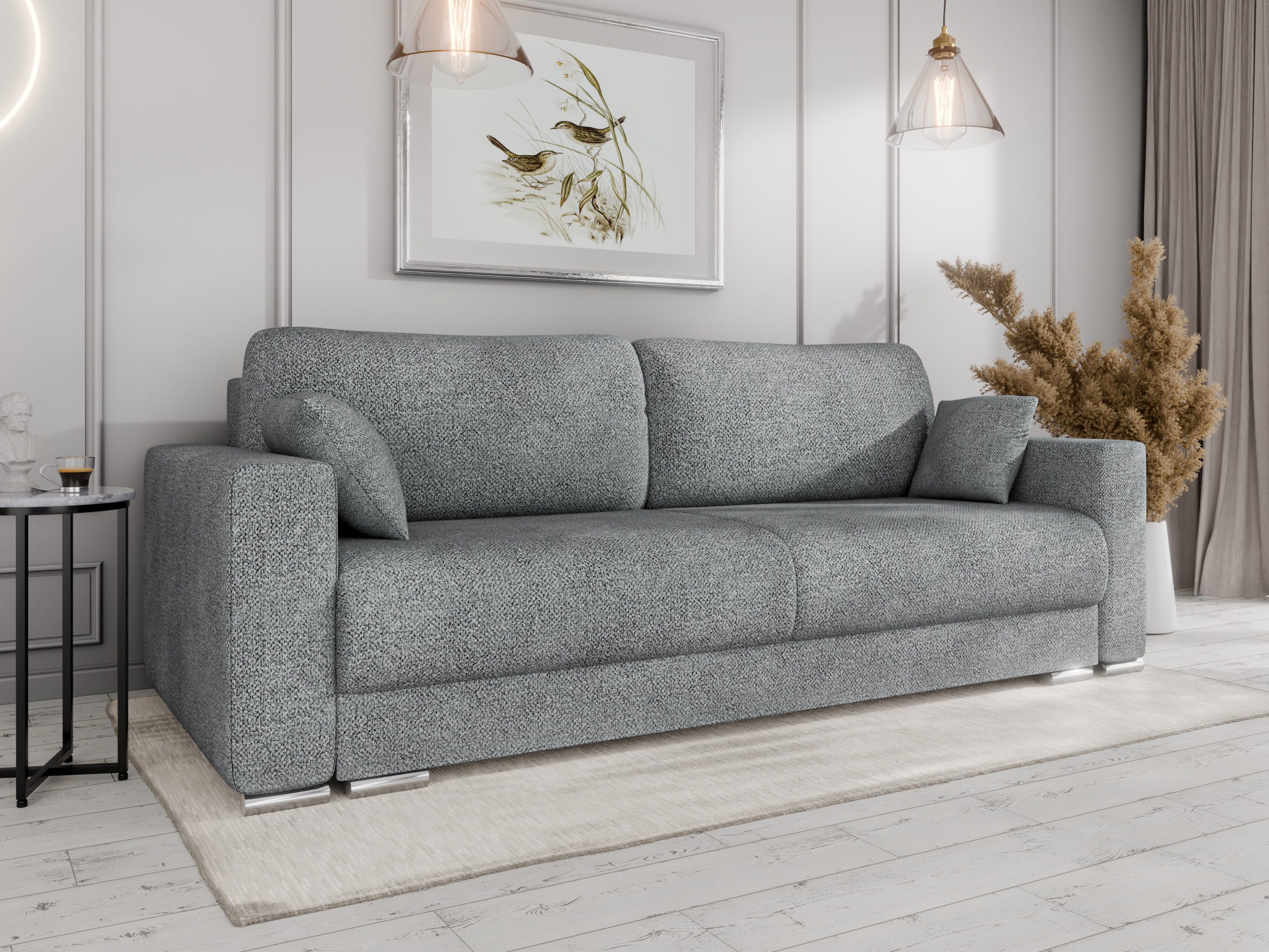 PANDA MÖBEL GmbH Schlafsofa CALMA Schlafsofa mit Bettkasten 3-Sitzer modernen Stil