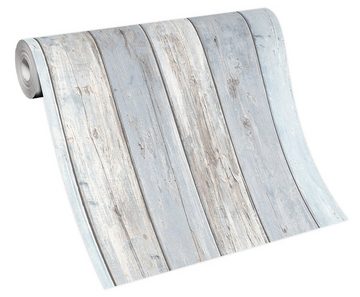 Erismann Vinyltapete, Mustertapete, Erismann 10200-10 Imitations 2 Wandtapete Holz/Stein grau Tapete