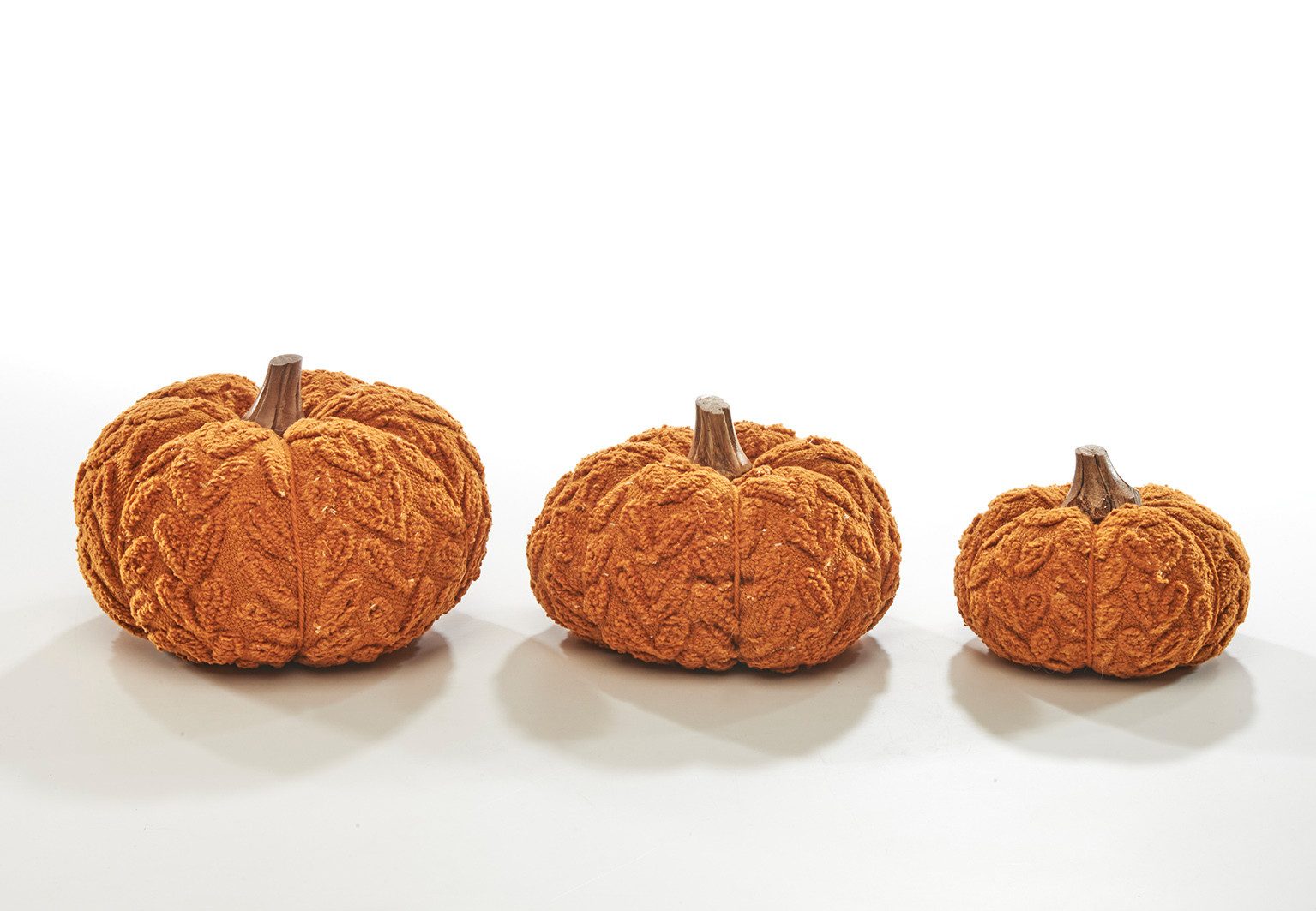 Kobolo Dekoobjekt Kürbis Herbstdeko aus Textil Set - 3 Größen orange Herbst Dekoration (3er Set, 3 St., verschiedene Größen), 1x 11x9 cm