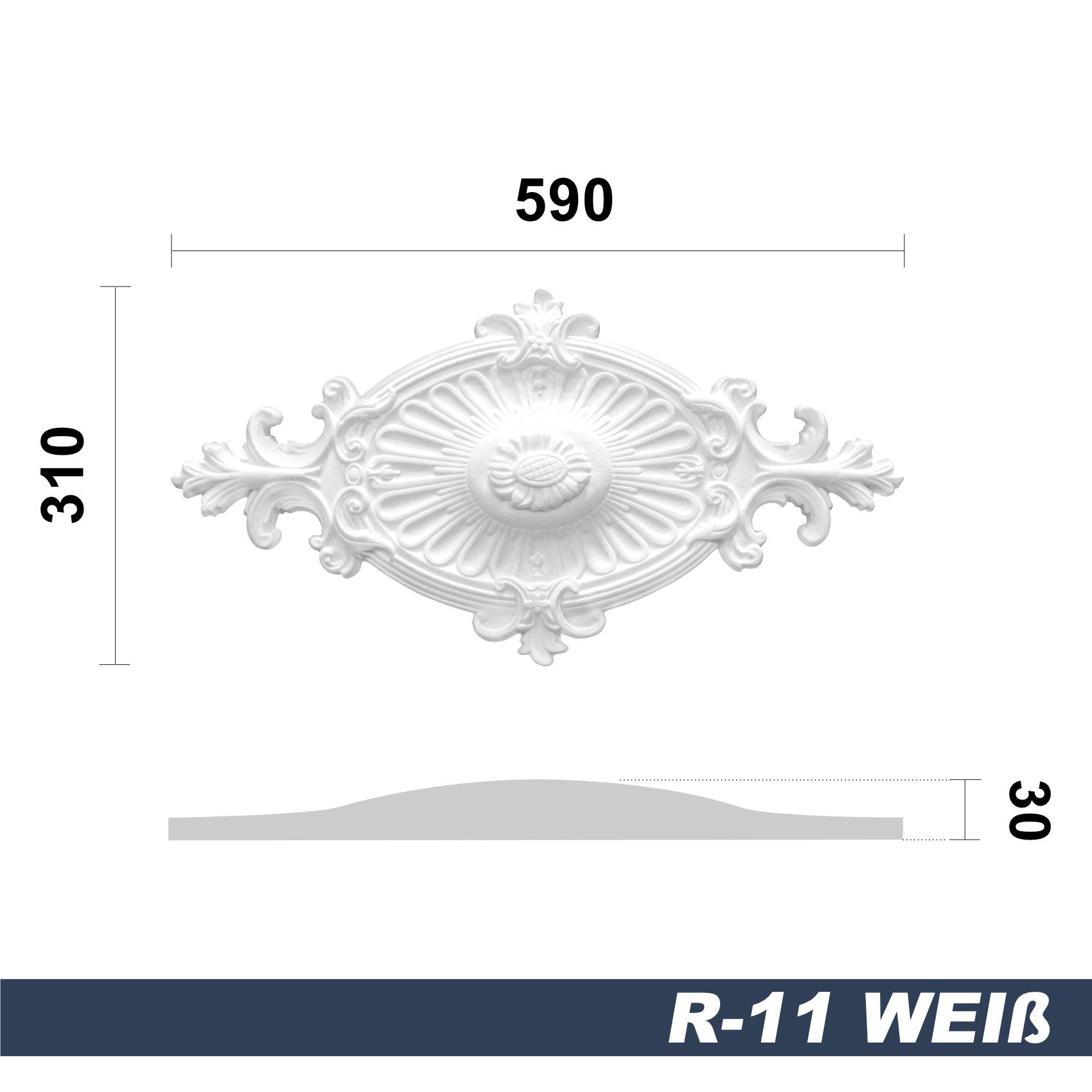 marbet design Wanddekoobjekt R-11 (Stuckrosette aus EPS Styropor, weiß, Zie günstig online kaufen