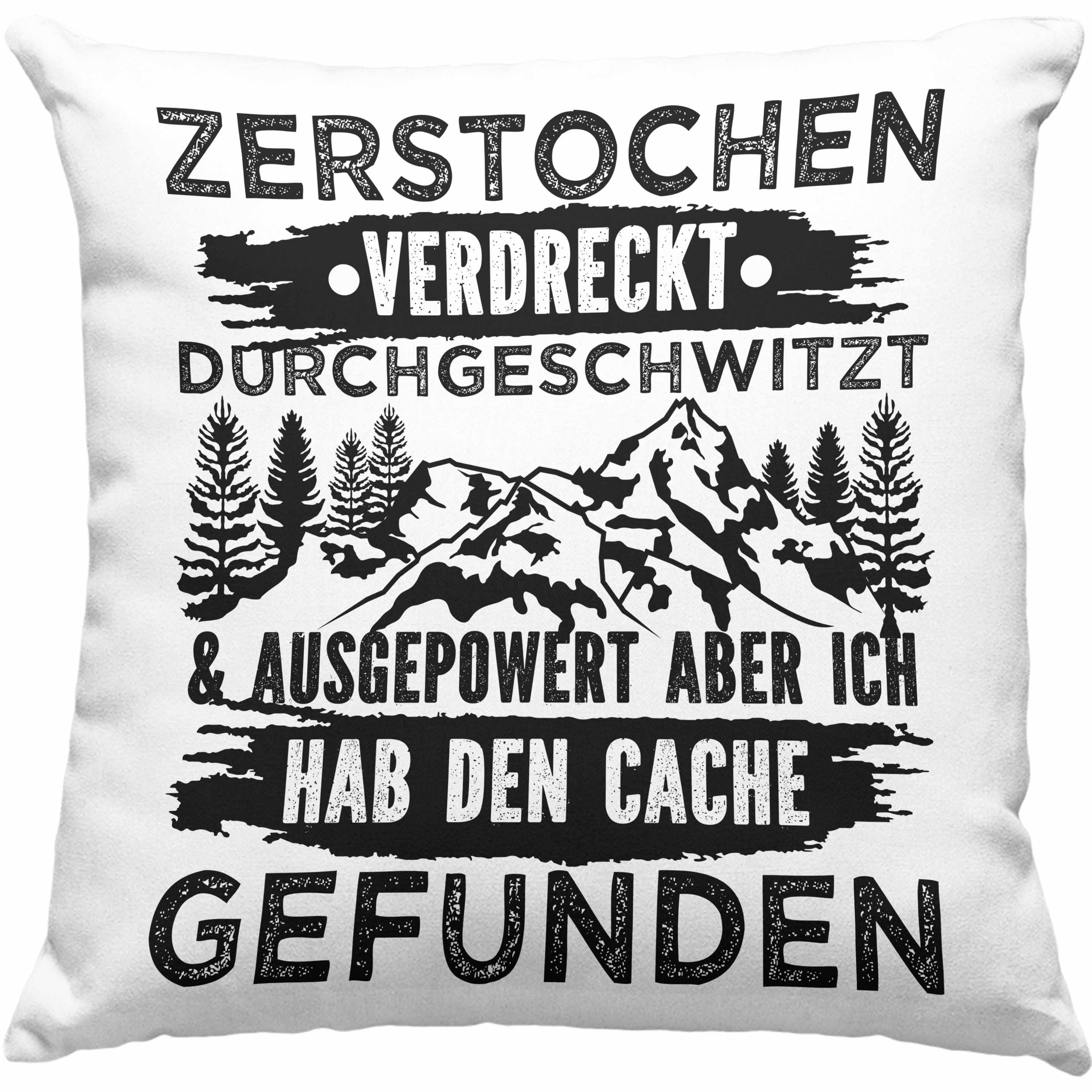 Trendation Dekokissen Trendation - Geocaching Kissen Geschenk Nur Noch Einen GPS-Schnitzeljag Geschenkidee Pfadfinder Geburtstag Geocacher Ausgepowert Dekokissen mit Füllung 40x40 Rosa