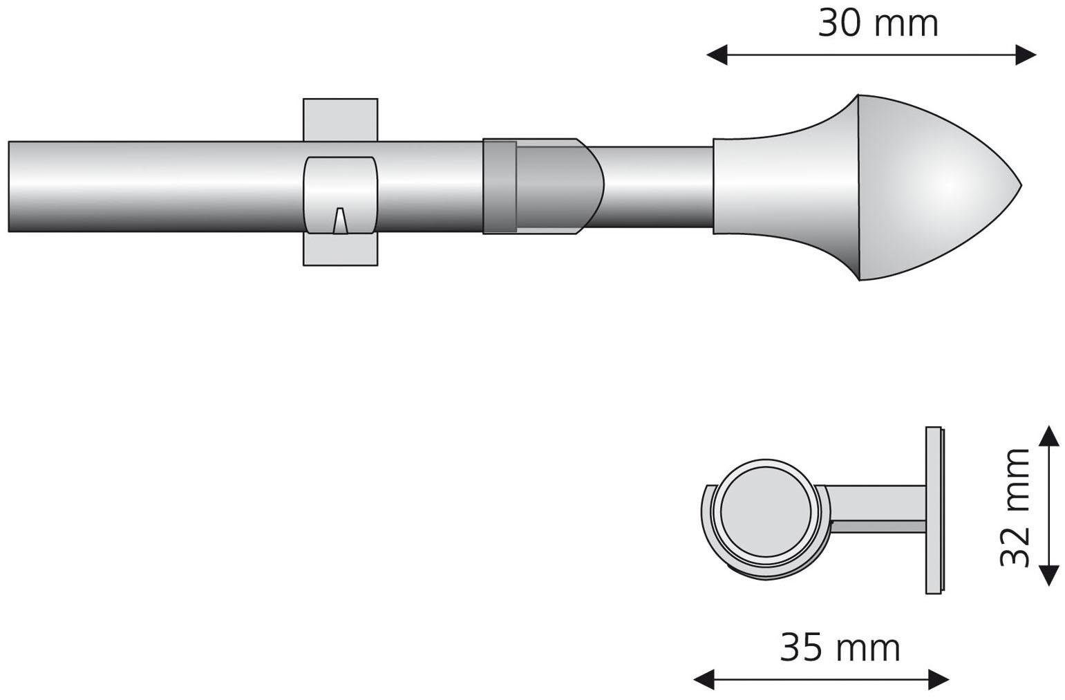 ohne verschraubt Paradiso, Scheibenstange 1-läufig, Ø ausziehbar, Liedeco, Bohren, mattsilberfarben 12 mm,