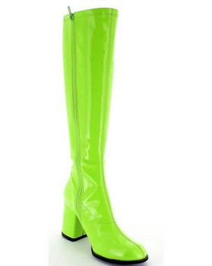 Das Kostümland Gogo Damen Retro Lackstiefel, Grün Stiefel