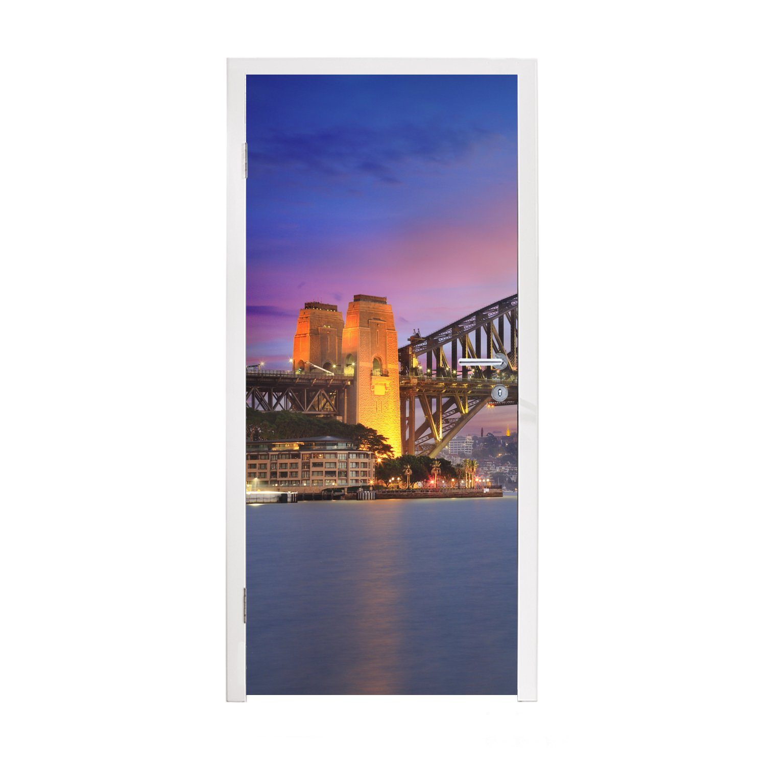 MuchoWow Türtapete Skyline von Sydney und die Sydney Harbour Bridge in Australien, Matt, bedruckt, (1 St), Fototapete für Tür, Türaufkleber, 75x205 cm