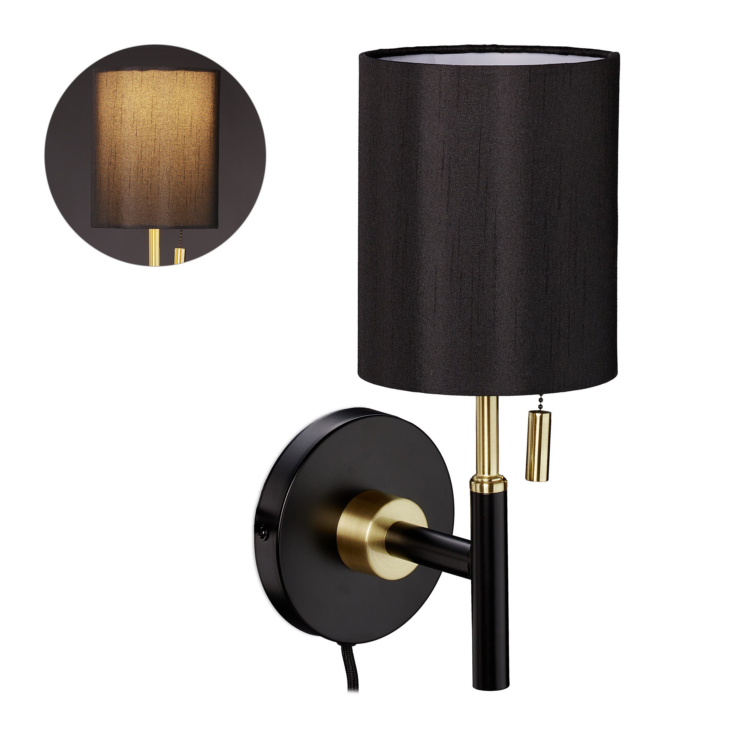 relaxdays Wandleuchte mit Stoffschirm günstig online kaufen