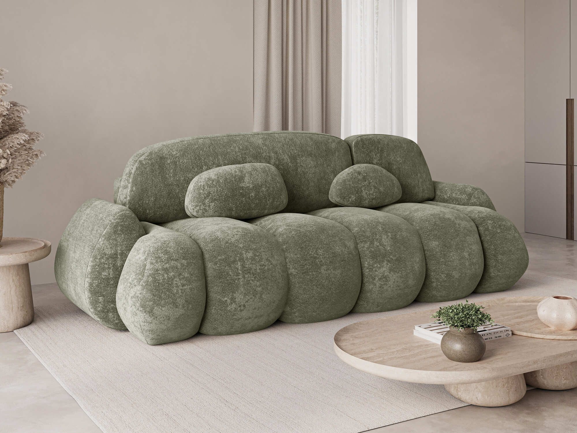 MOEBLO Schlafsofa STONE, Design Schlafsofa mit Schlaffunktion - modernes Sofa mit Bettkasten, frei stellbar, inklusive Kissen, Couch Polstermöbel Sitzmöbel Wohnzimmermöbel 3-Sitzer-Sofa Stoffsofa, (BxHxT): 270 x 103 x 113 cm