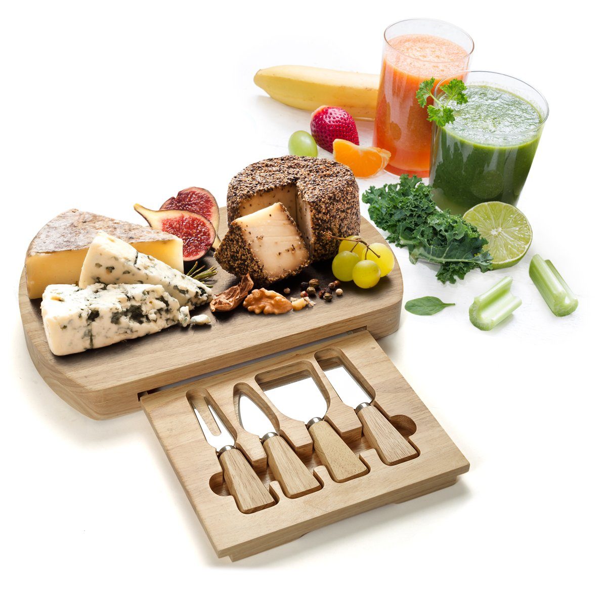 COSTWAY Käsebrett »Käseplatte Käseset Käsemesserset Käseschneidbrett