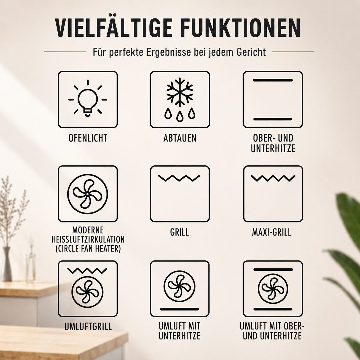 KB Elements Einbaubackofen 45 cm Einbaubackofen 50 Liter 9 Funktionen Aqua Clean Pop-Up A+, AQUA CLEAN, Aqua Clean, Circle Fan Heater, 3 Fach Verglasung