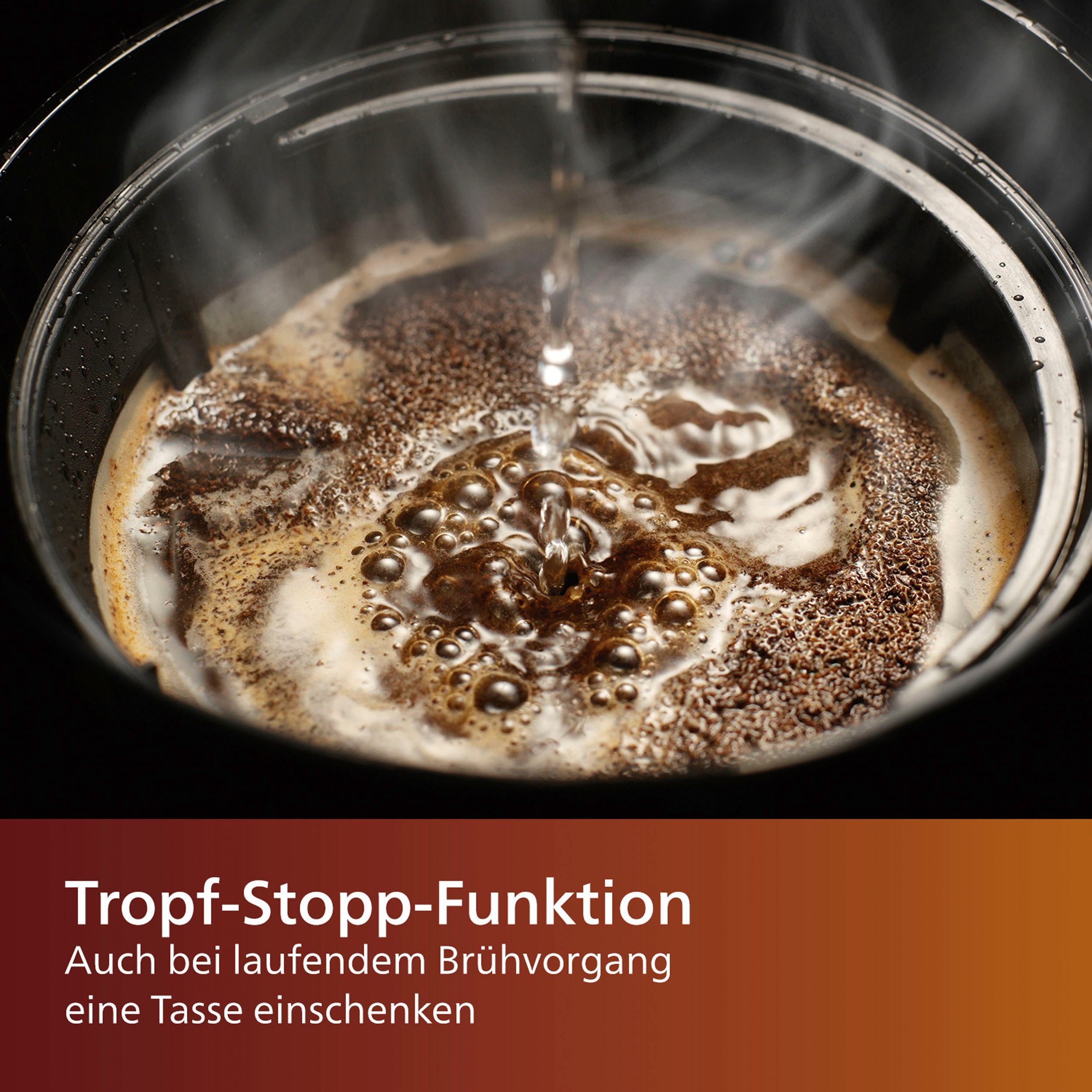 Philips Filterkaffeemaschine Gaia HD7546/20 Viva Collection, 1,2l Kaffeekanne, Papierfilter 1x4, mit Thermokanne, Tropfstopp und Abschaltfunktion, silber – Bild 5 von 5