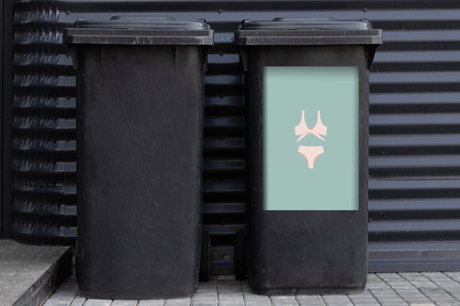 St), Abfalbehälter Sticker, (1 MuchoWow Abstrakt - Sommer - Mülltonne, Container, Bikini Mülleimer-aufkleber, Wandsticker