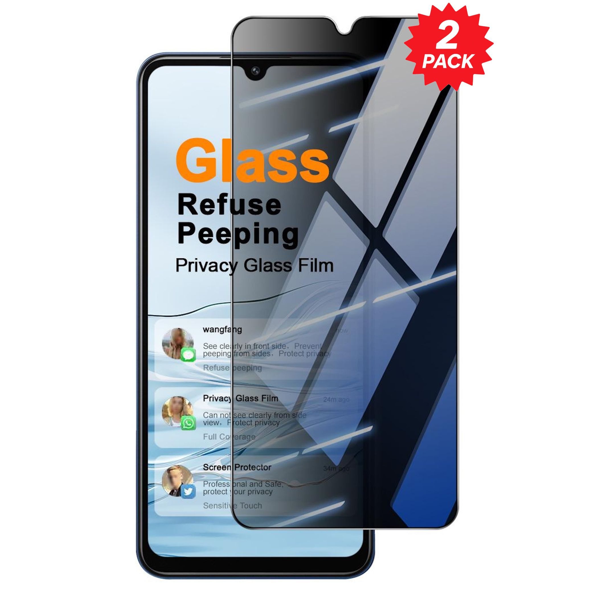 Wigento Displayschutzglas Privacy 2x für Xiaomi Redmi 17C 5G Display 9H Glas Blickschutz für Xiaomi Redmi 17C 5G, Spar Set Privacy Display Schutz Glas