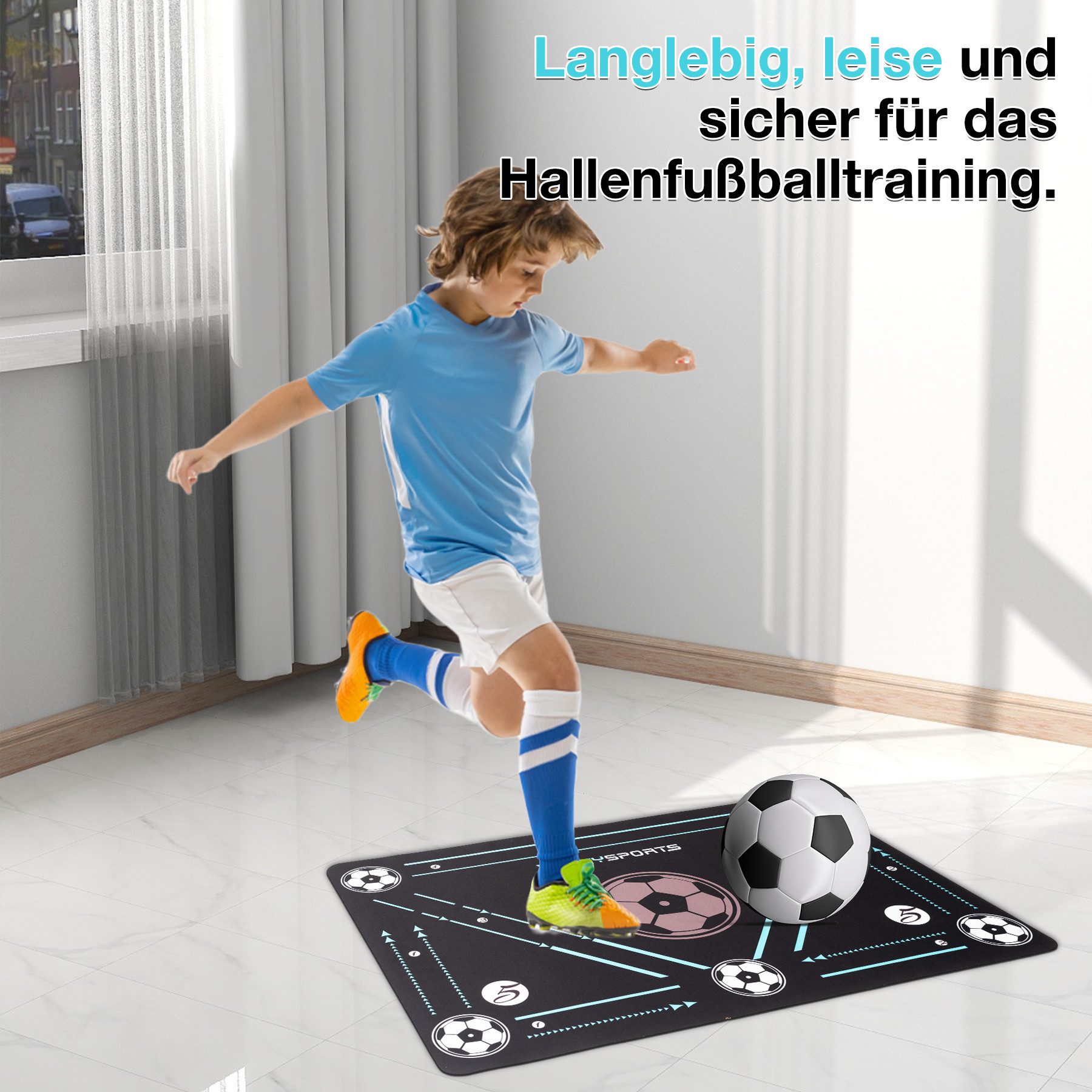 CITYSPORTS Fitnessmatte Fußball-Trainingsmatte 60 x 90 cm Fußball-Fußarbeitsmatte, Verdickt, rutschfest, kratzfest, Fußballtraining, Ballkontrolltraining