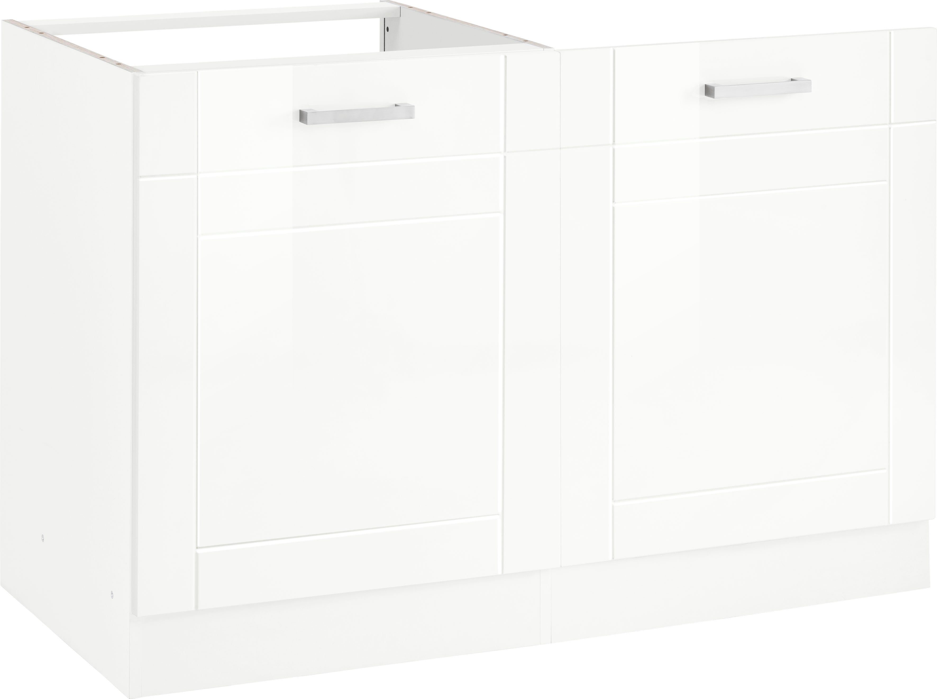 KOCHSTATION Spülenschrank KS-Tinnum 120 cm breit, MDF-Fronten, Metallgriffe, inklusive Einbauspüle