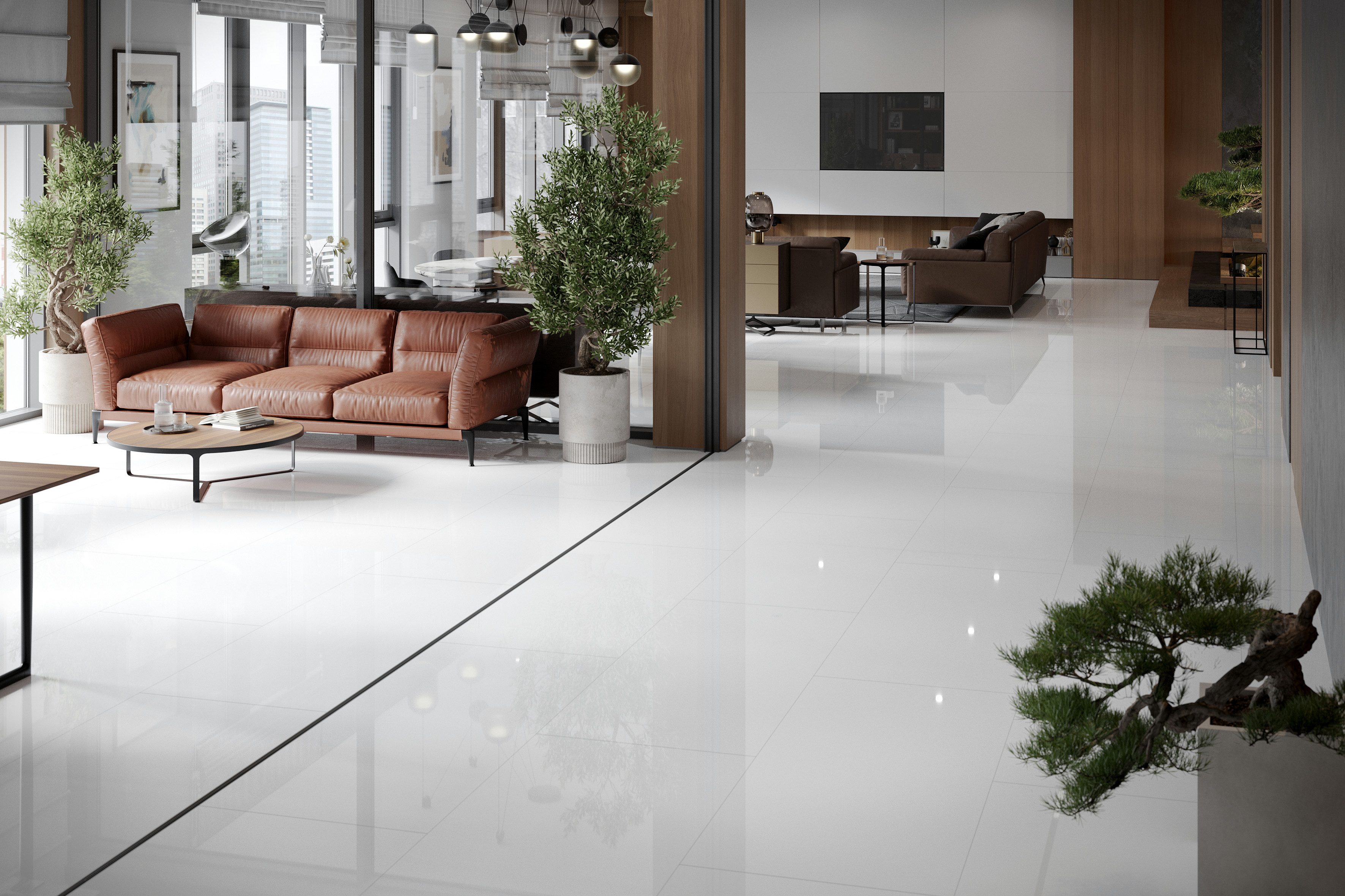 FALQUON GmbH Laminat MAX Fliese - Großformat 1220x610 mm - hochglänzend - Stone 2.0 Optik, Packung, In 1 Packung: 4 Paneele - 2,977m², feuchtigkeitsresistent - 1 Packung: 4 Paneele - 2,977m²