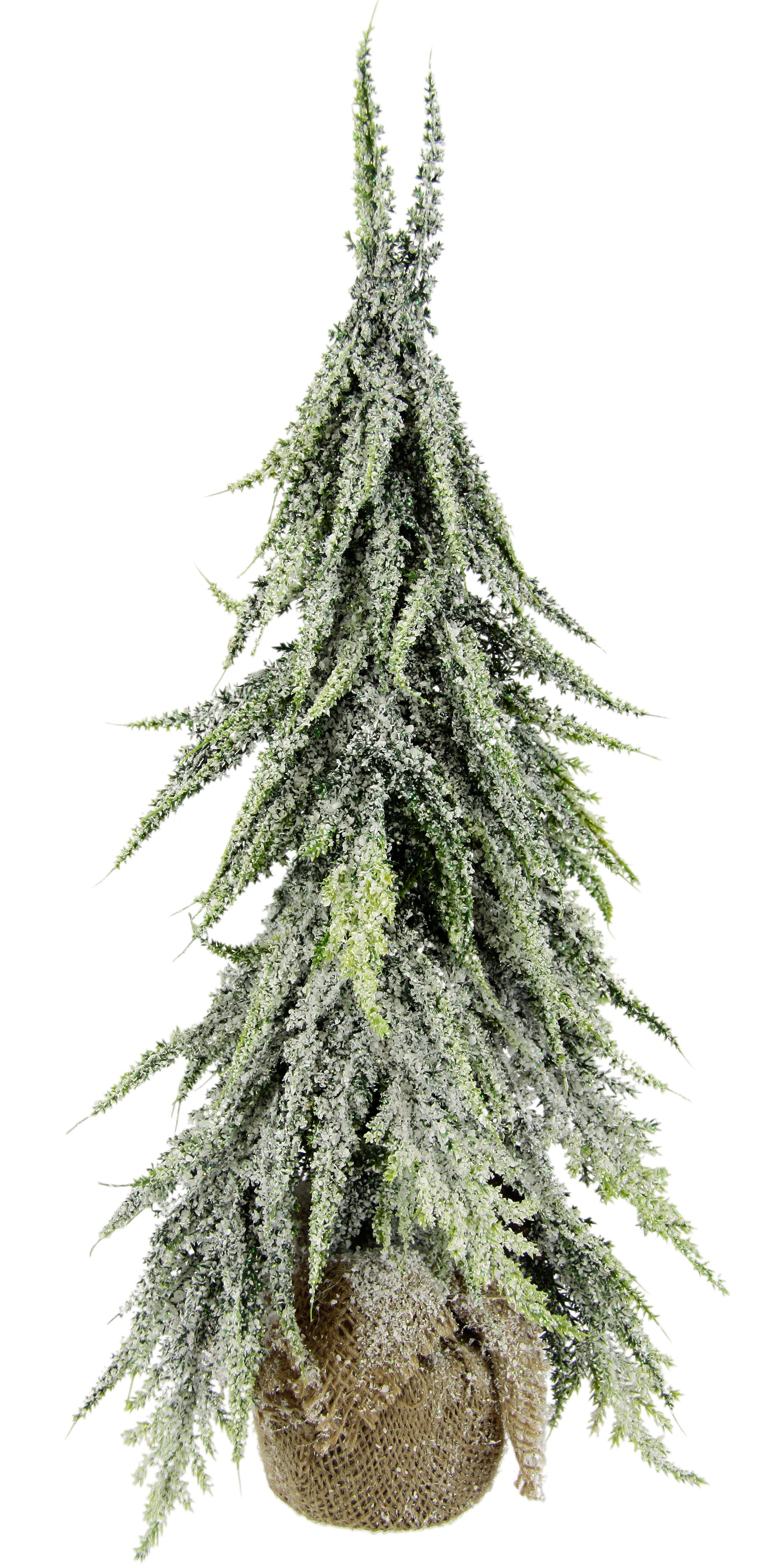 I.GE.A. Künstlicher Weihnachtsbaum Tannenbaum in Jute, Mini Christbaum künstlich beschneit Jutesack Tischdeko Weihnachtsdeko