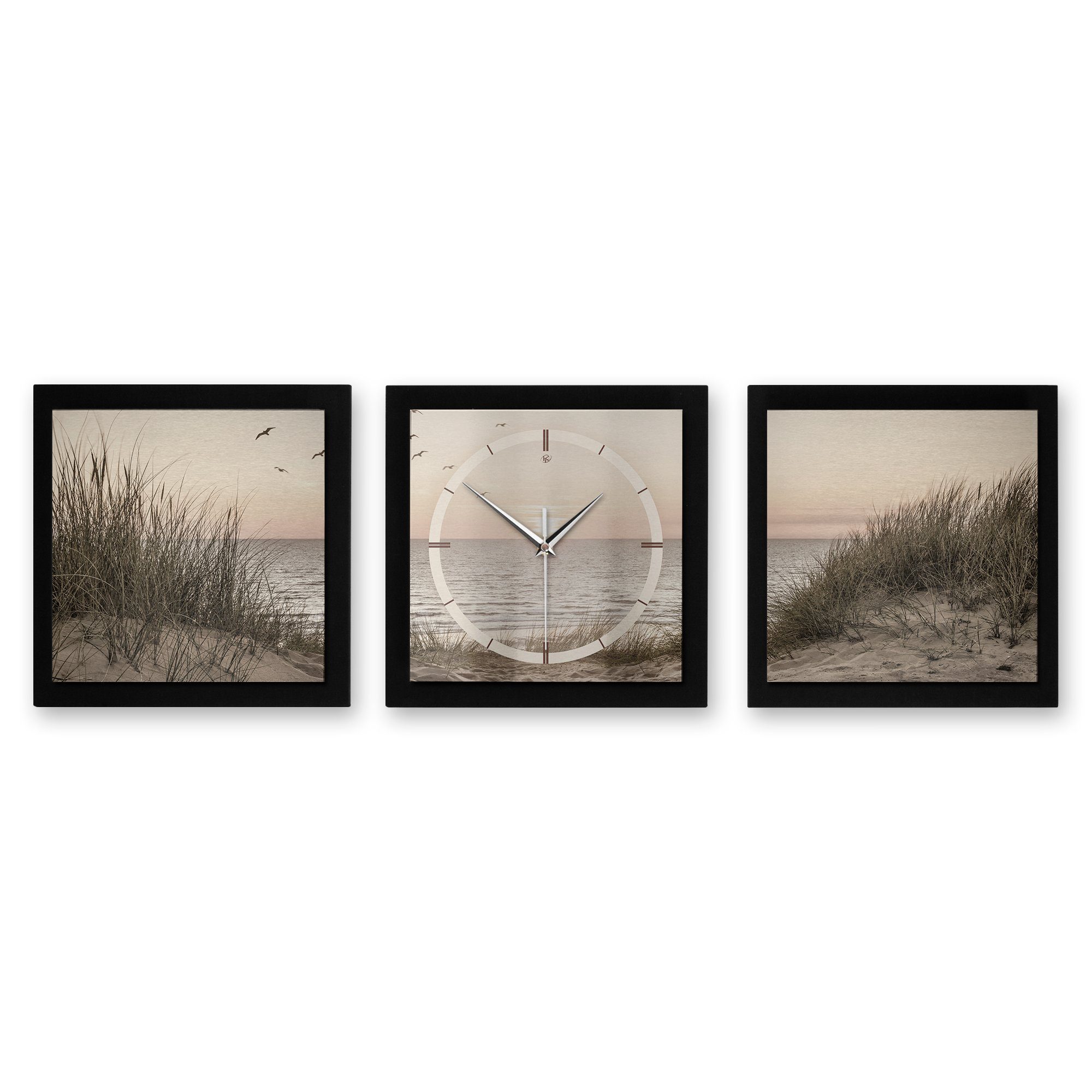 Kreative Feder Wanduhr Horizon (ohne Ticken; Funk- oder Quarzuhrwerk; elegant, außergewöhnlich, modern) klein (90x30cm)